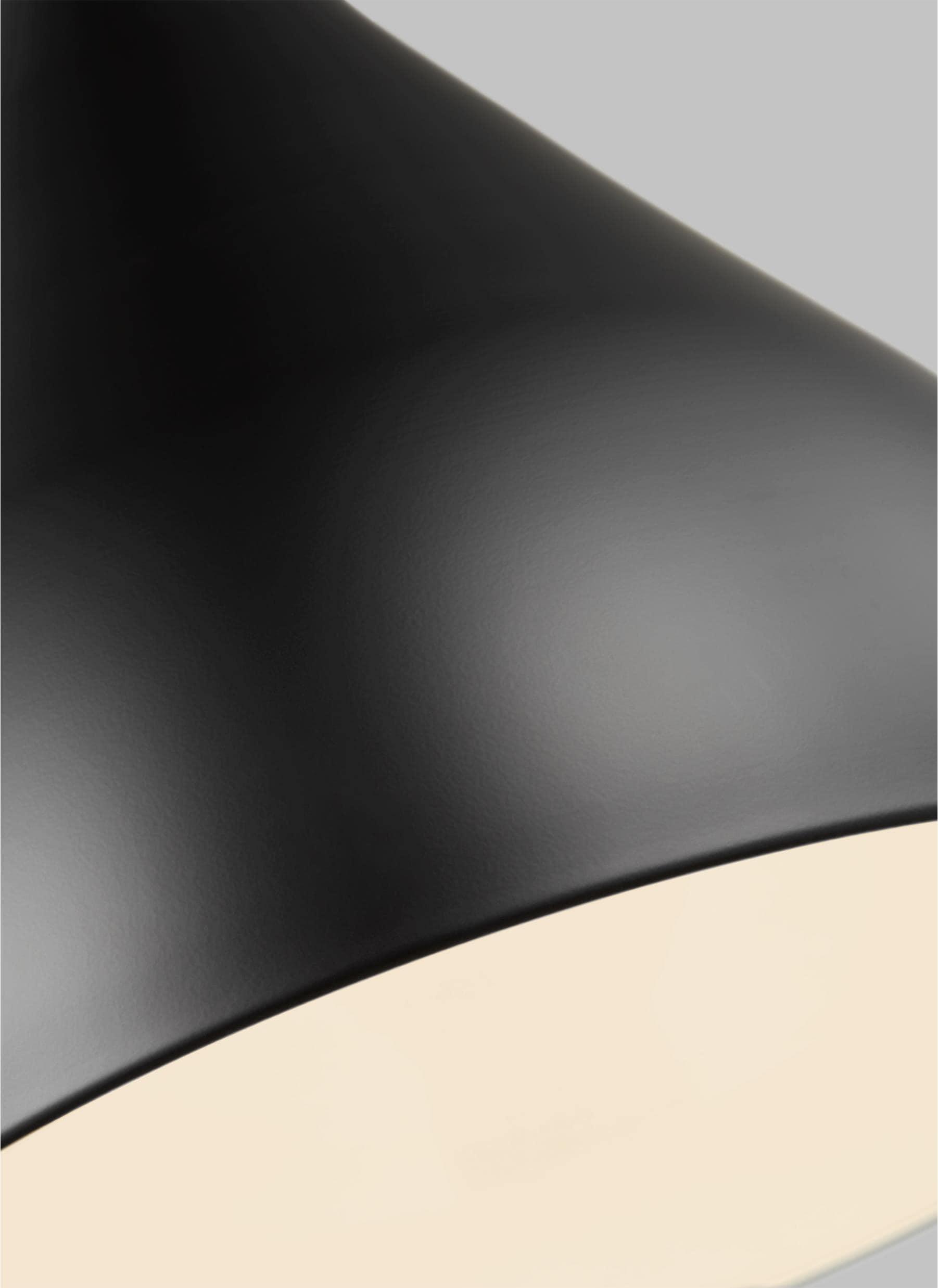 Midnight Black 14" Glass Pendant Light with Steel Shade