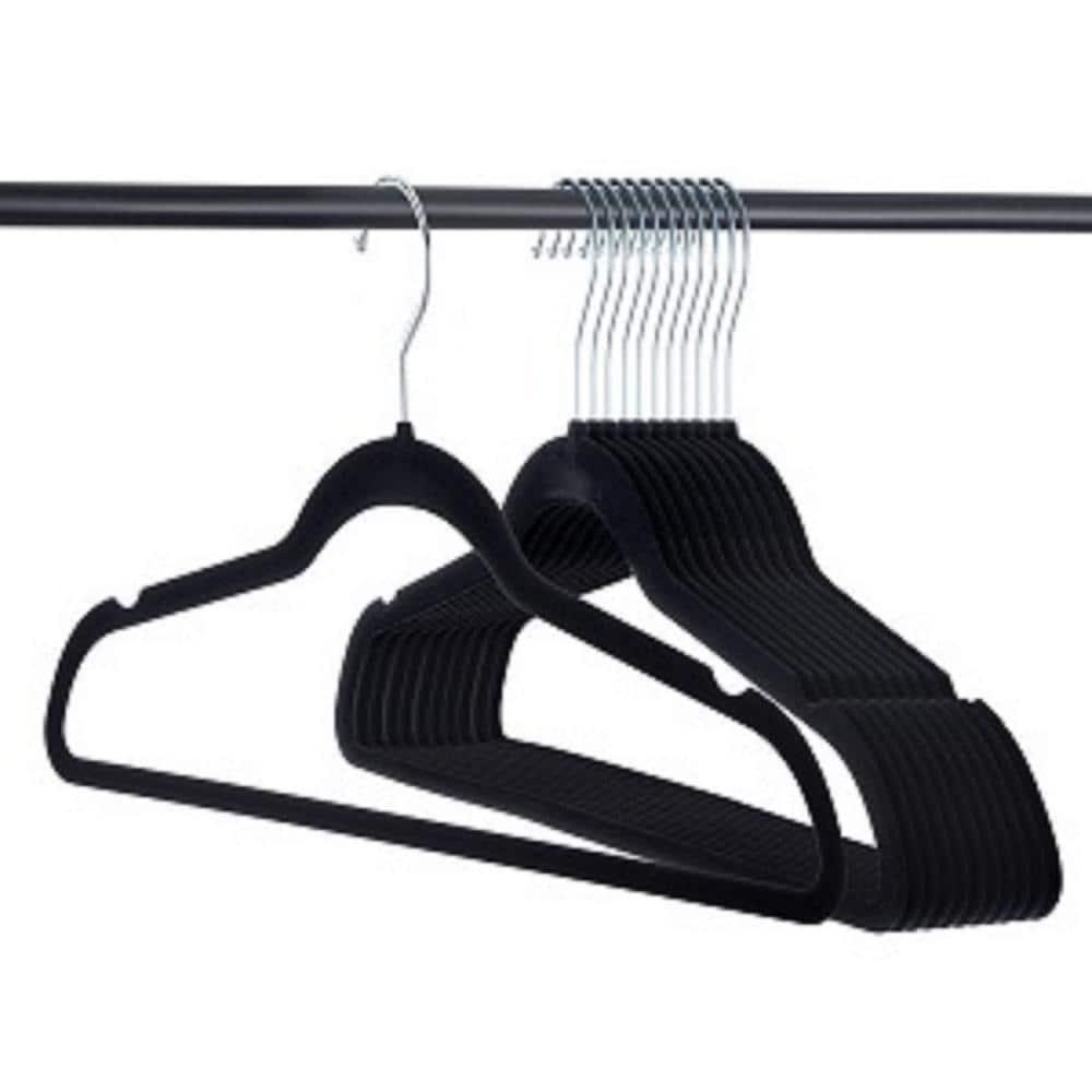 Honey-Can-Do Non-Slip Velvet Adult Clothes Hanger, Black, 50 Pack