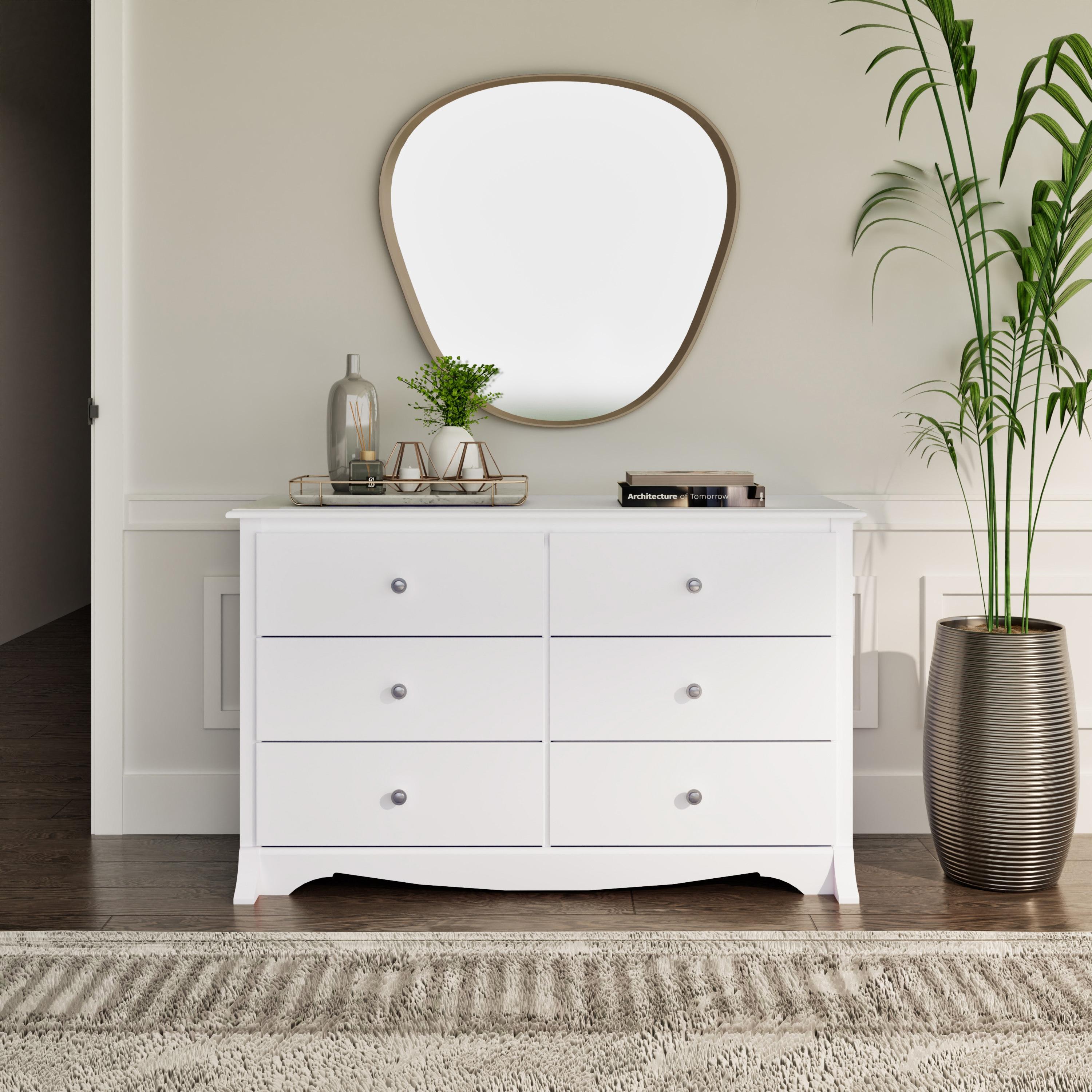 Prepac Monterey Dresser White: 6-Drawer Storage, Wood Composite, Bedroom Furniture, 29"H x 48"W