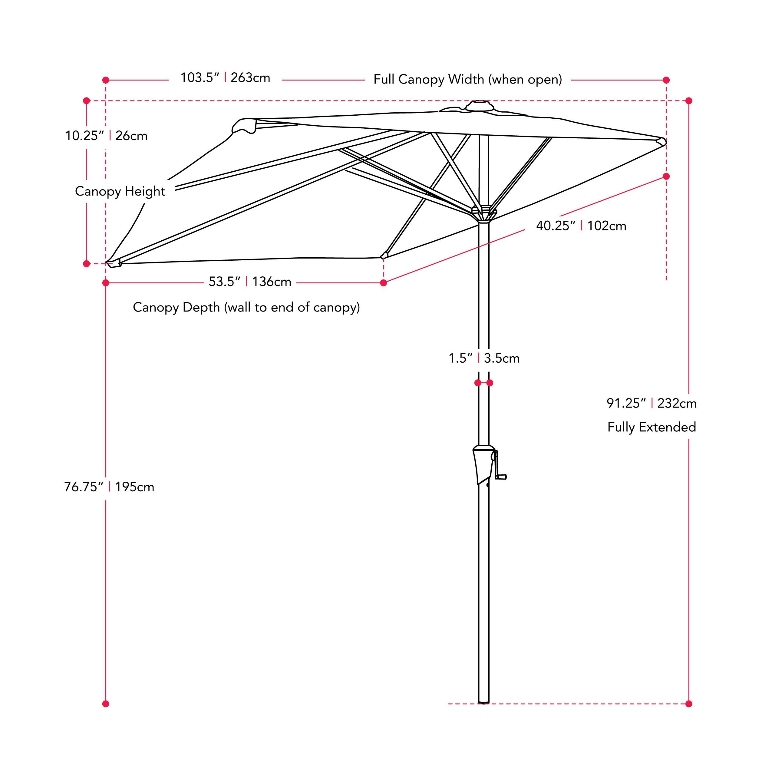 8.5'ft. Steel Market Half Patio Umbrella in Off White