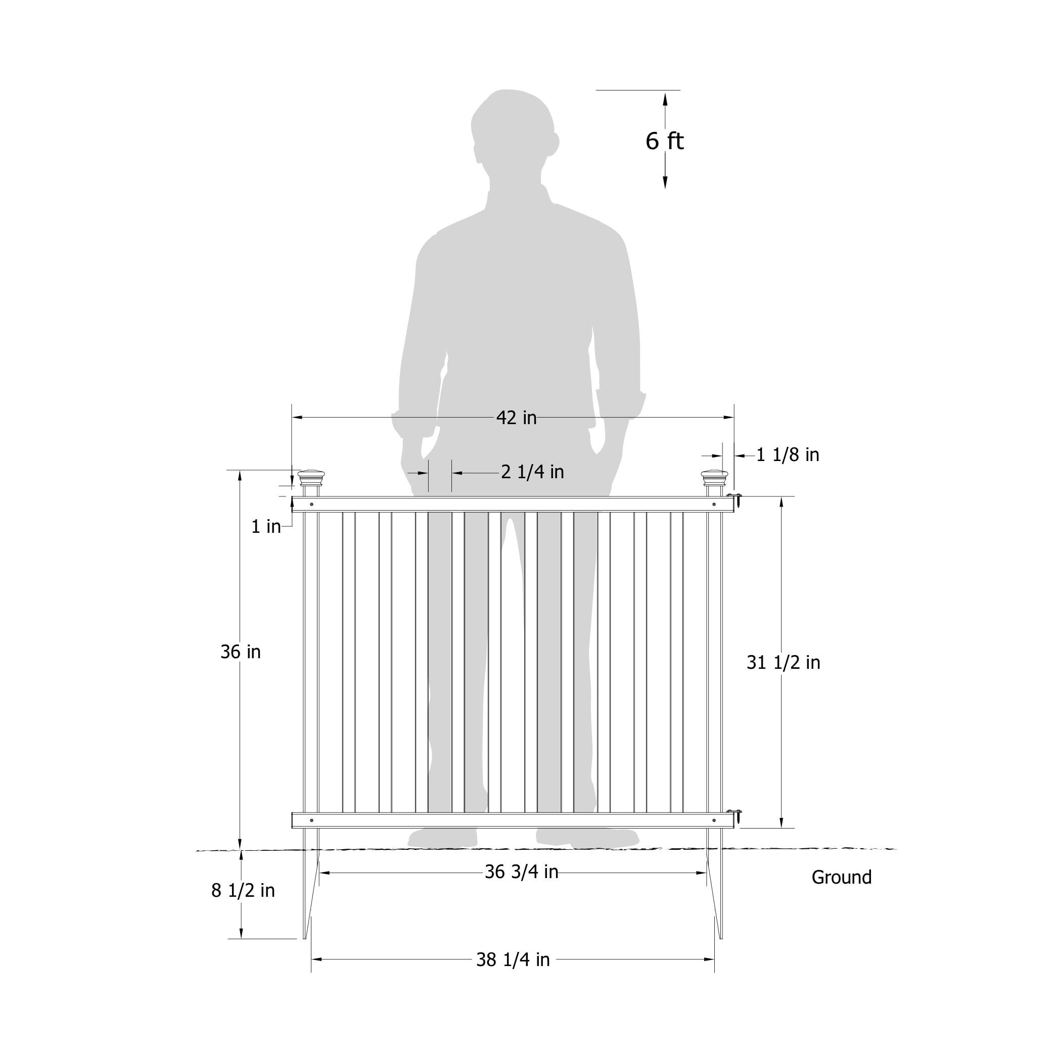 3ft H x 3.5ft W (2 Panels) No Dig Zippity Baskenridge Fence Panel Kit, Vinyl Fence Panel, White Vinyl Fences for Yard, Temporary Fence for Backyard, White Picket Fence Garden Border, DIY Fence ZP19037