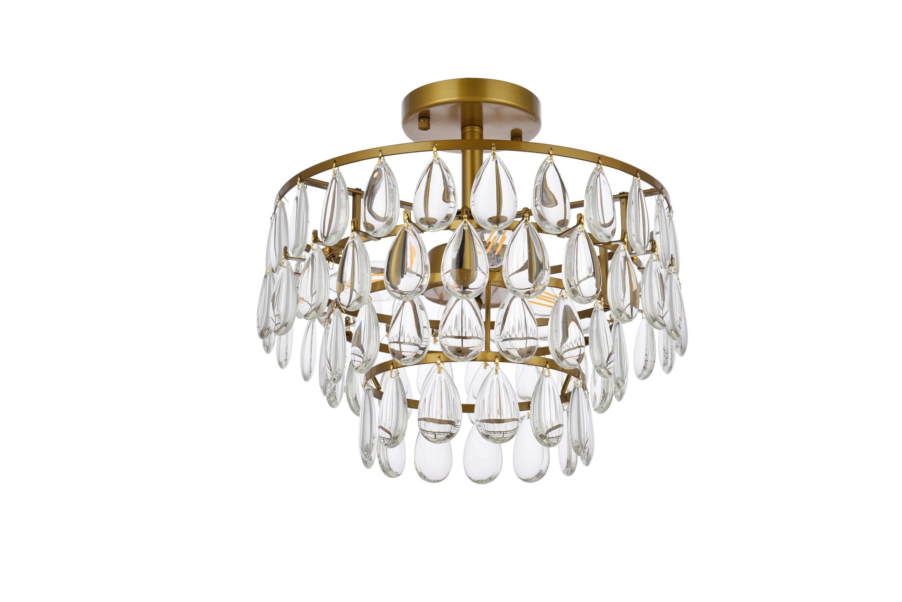 Elegant Lighting Mila 14 inch flush mount in brass