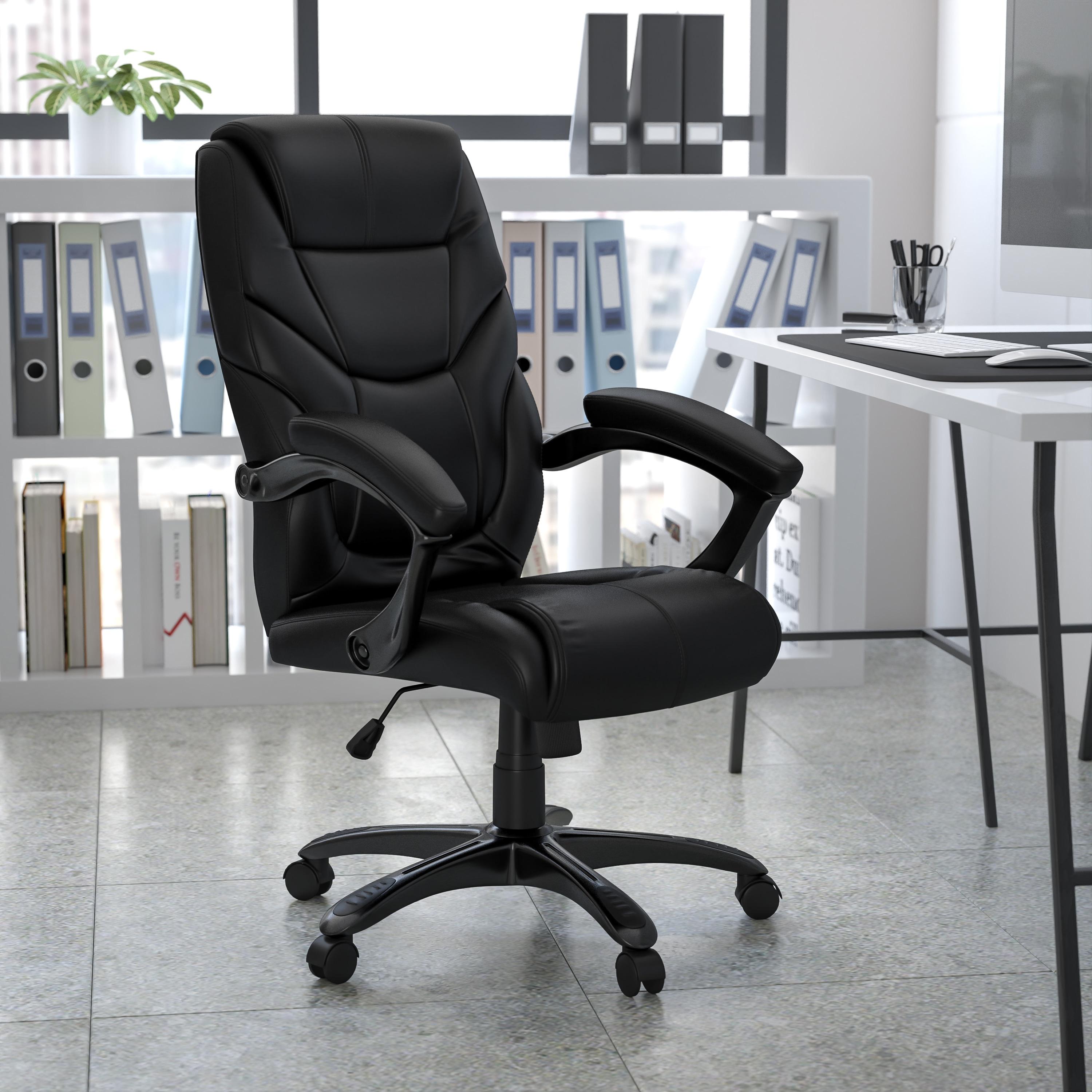 Flash Furniture Greer High Back Black LeatherSoft Executive Swivel Ergonomic Office Chair with Arms