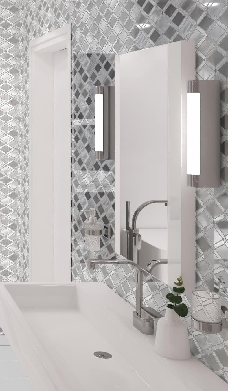 Andova Geom Aluminum Metal Diamond Mosaic Kitchen Backsplash, Bathroom, Shower, Wall and Floor Tile