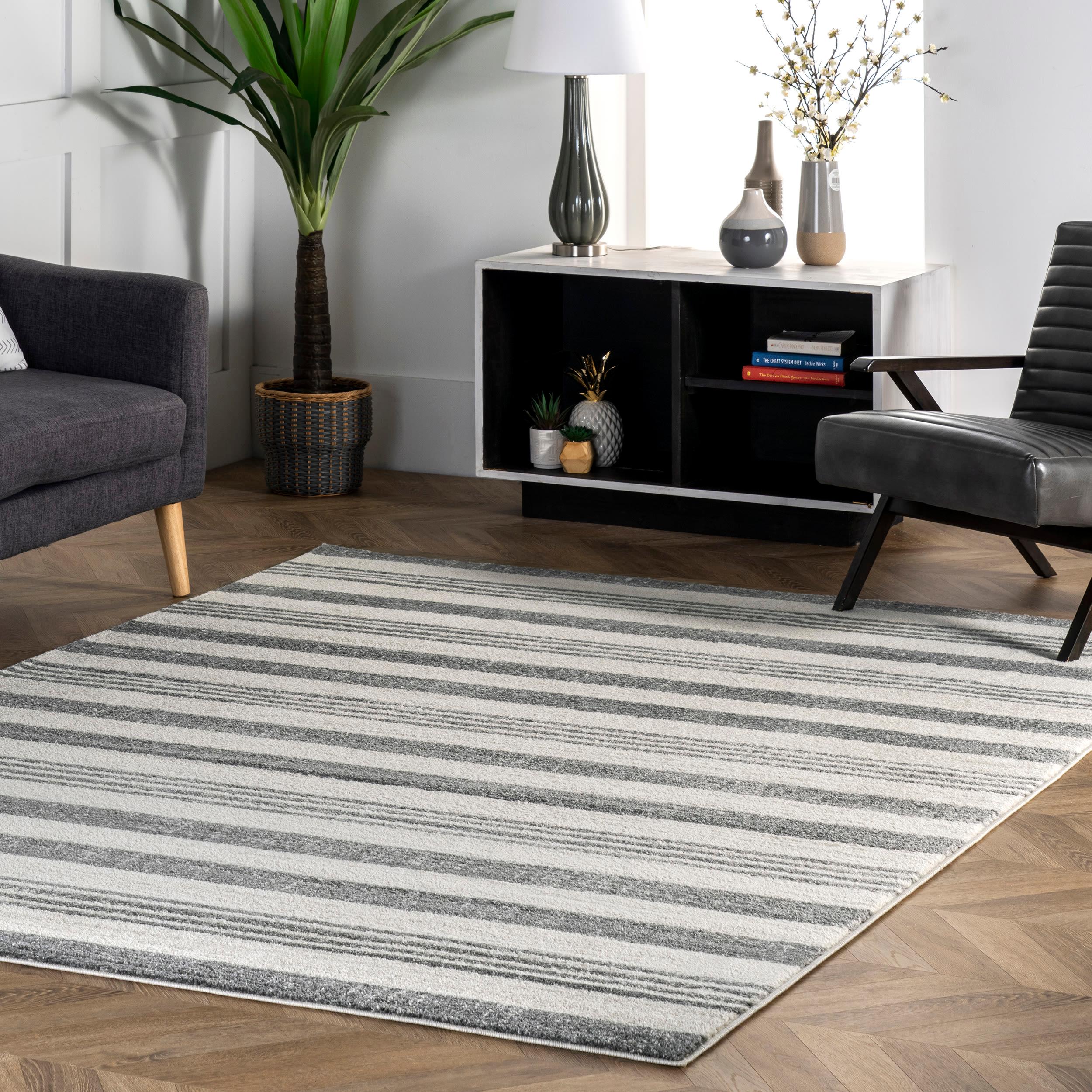 5'x8' Solid Loomed Area Rug Beige/Gray - nuLOOM: Contemporary Flat Pile, Stain-Resistant, Indoor Use, Polypropylene