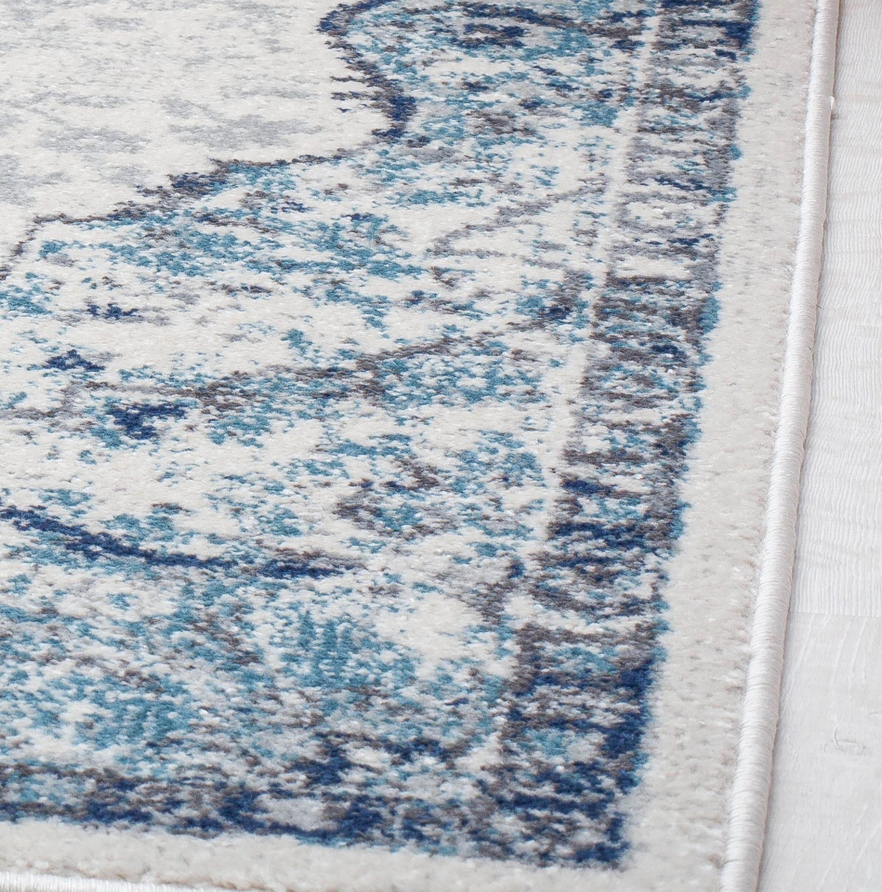Rugs America Harper HY50G Bluebonnet Transitional Vintage Area Rug for Dining Room Rug Neutral Rug Living Room Rug Kitchen, 2'6"x4'