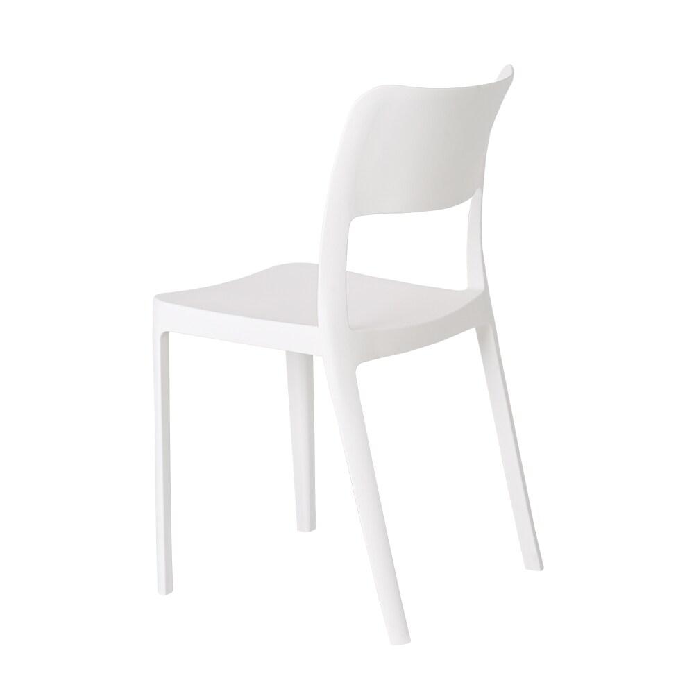 2pk La Vie Stackable Patio Armless Chairs White - Lagoon: Resin Outdoor Furniture, Mold & UV Resistant
