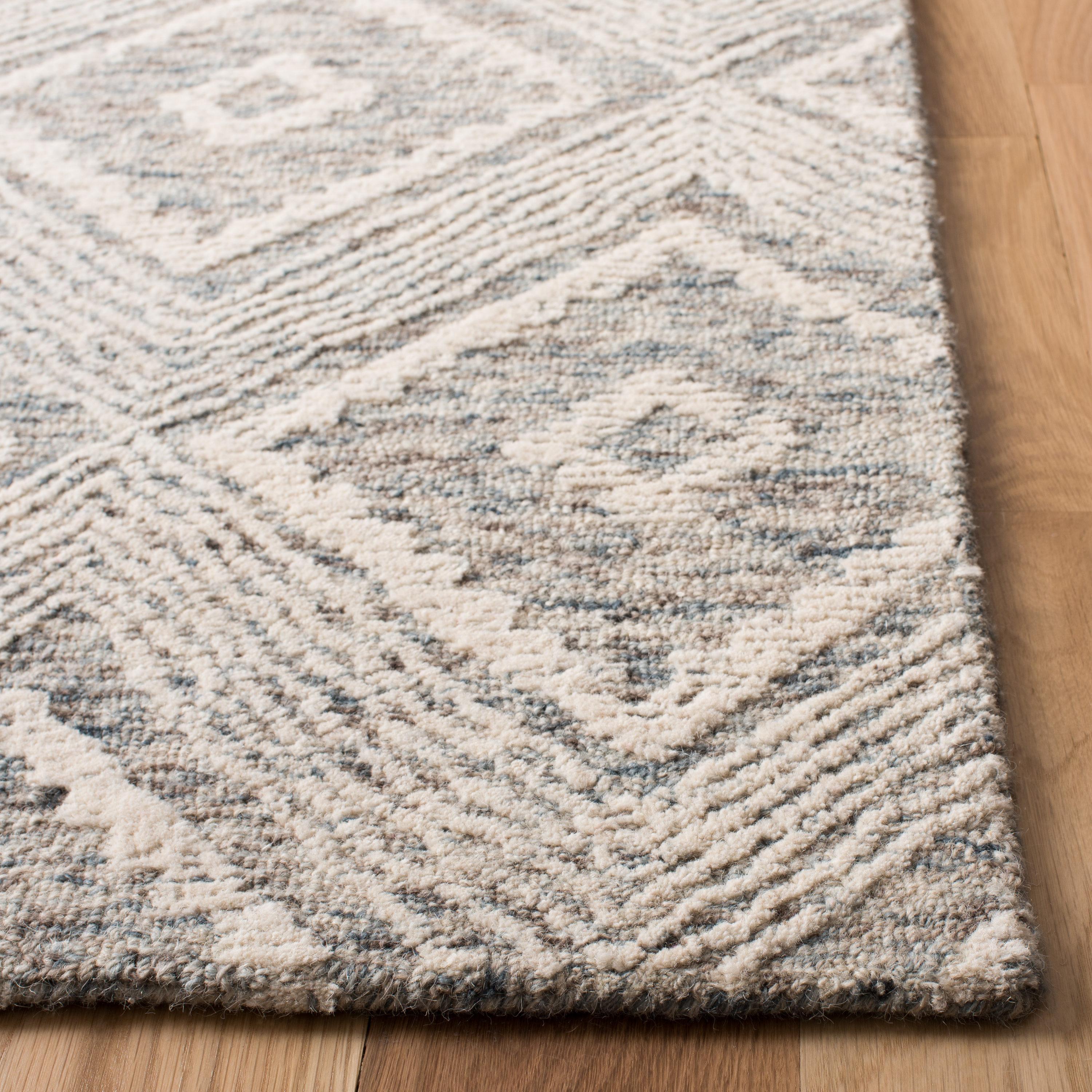 Abstract ABT347 Hand Tufted Area Rug - Ivory/Denim - 6'x6' - Safavieh .
