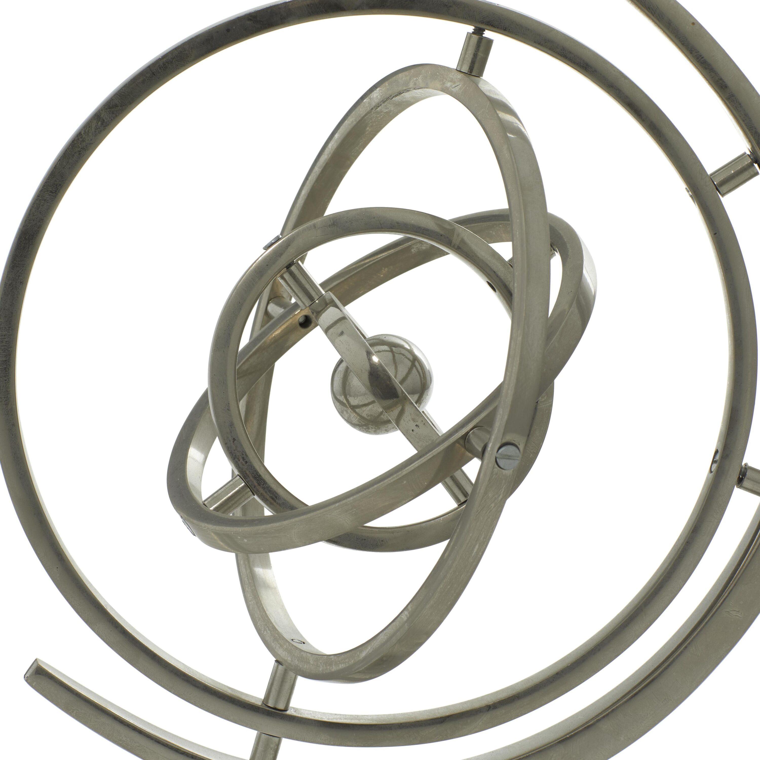 DecMode 10" Silver Armillary Globe with Marble Base
