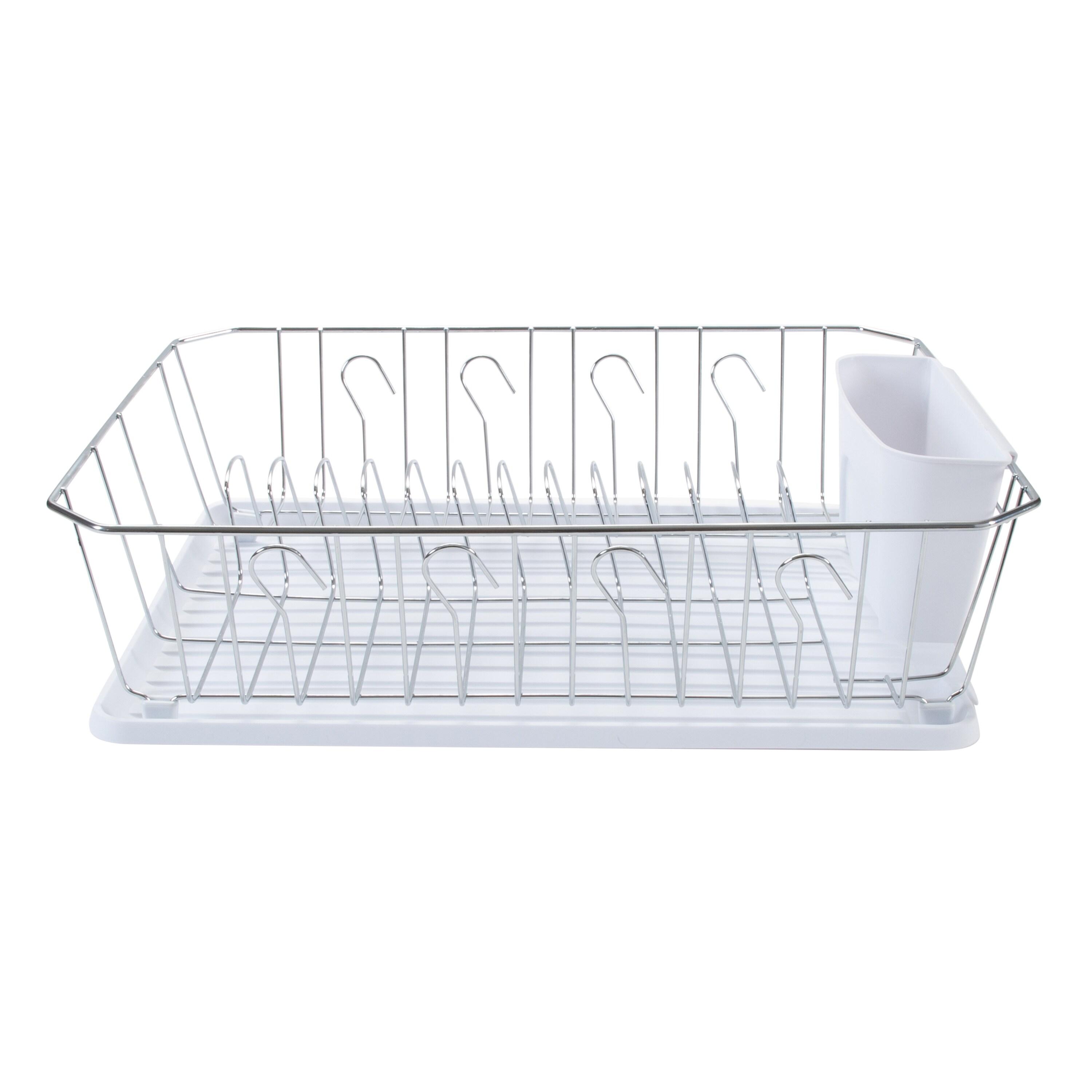 Kitchen Details Chrome 3 Piece Set Dish Rack in White