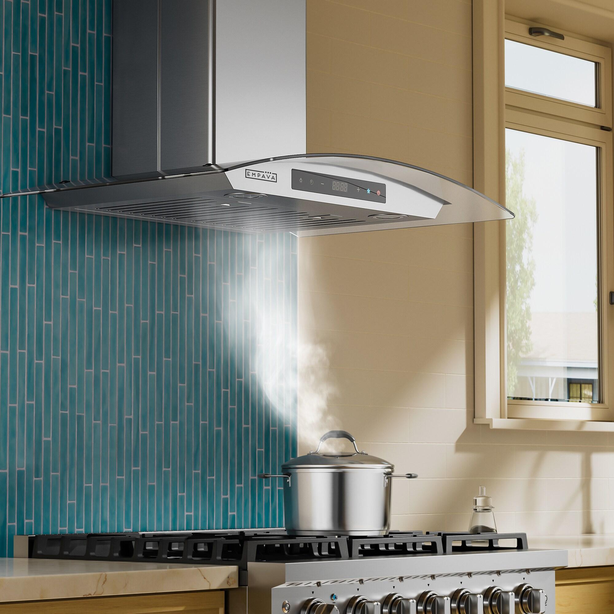 Empava 30" Metal 400 CFM Ducted (Vented) Island Range Hood with Baffle Filter