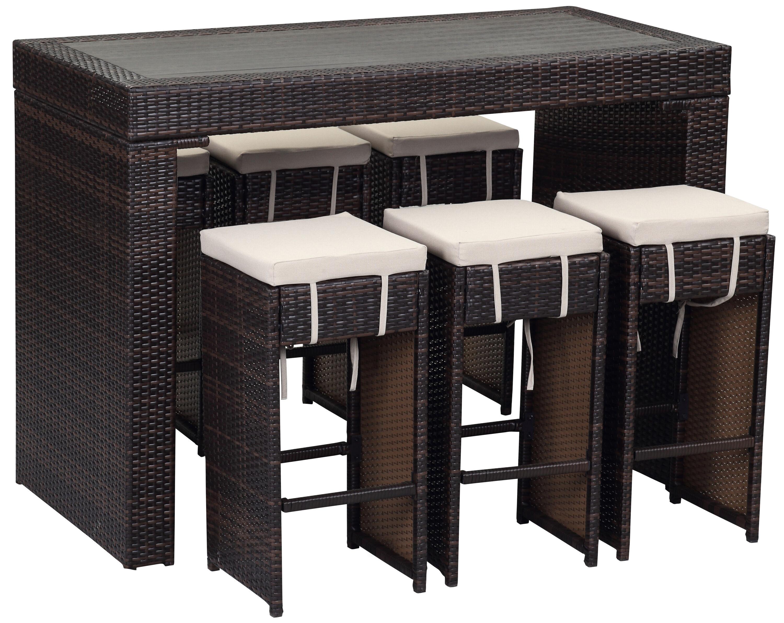 Sanders Outdoor Bar Set - Titanium/Sand - Safavieh