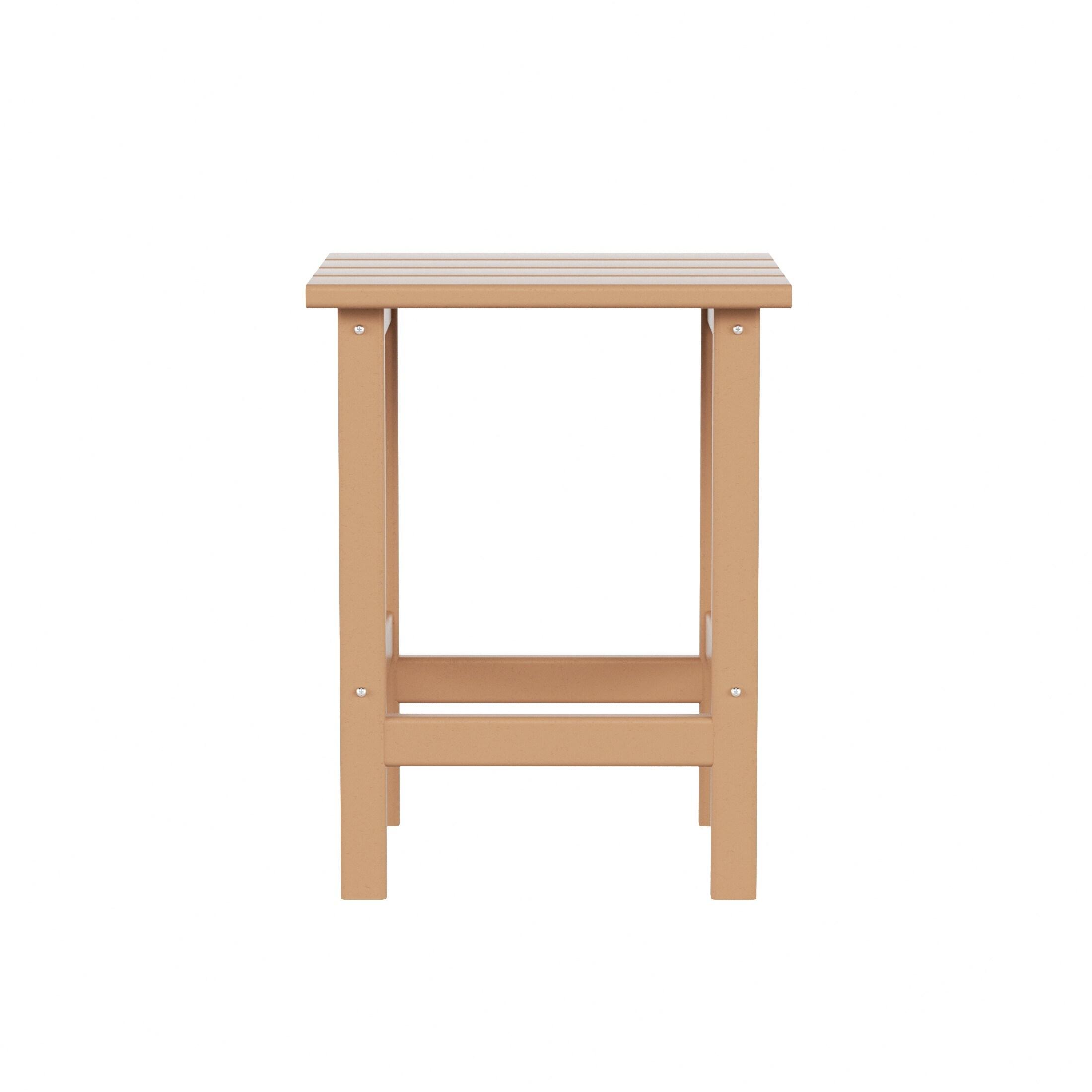 Polytrends  Laguna Hdpe All Weather Outdoor Patio Square Side Table Teak