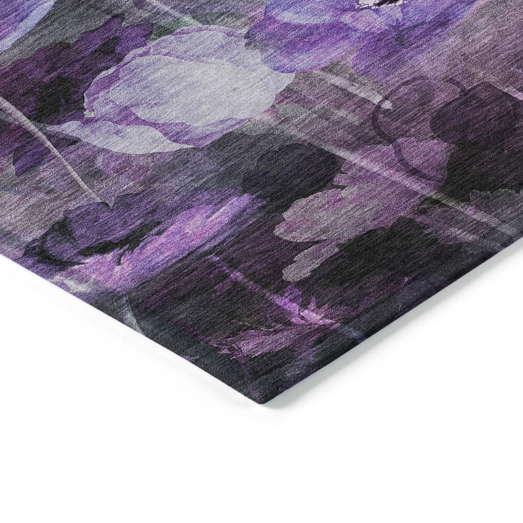 Addison Rugs Chantille Indoor/Outdoor Transitional Floral Purple Washable Rectangle Rug, 3' x 5'