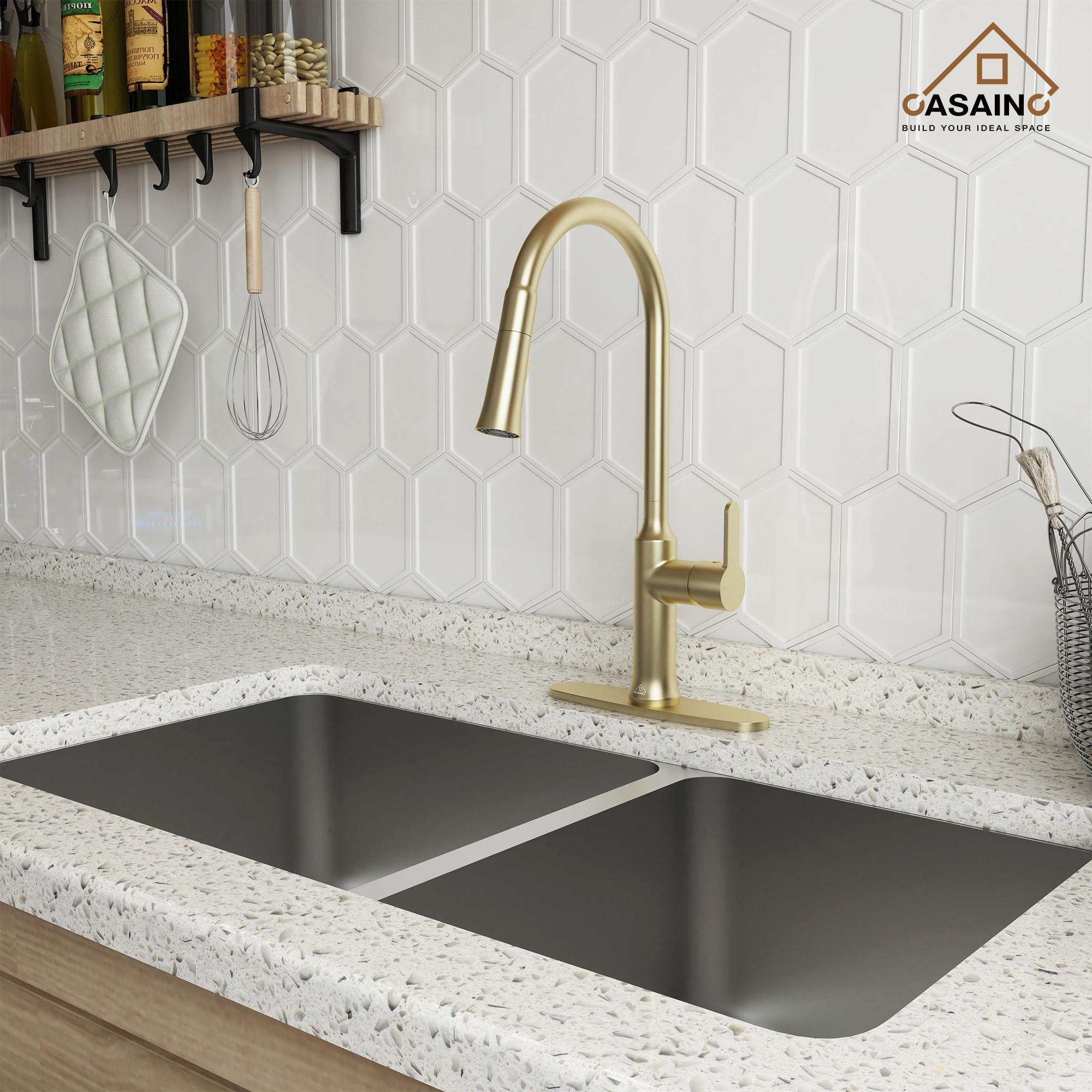 CASAINC 1.8 GPM Single-Handle Pull-Down Kitchen Faucet Single Hole Faucet