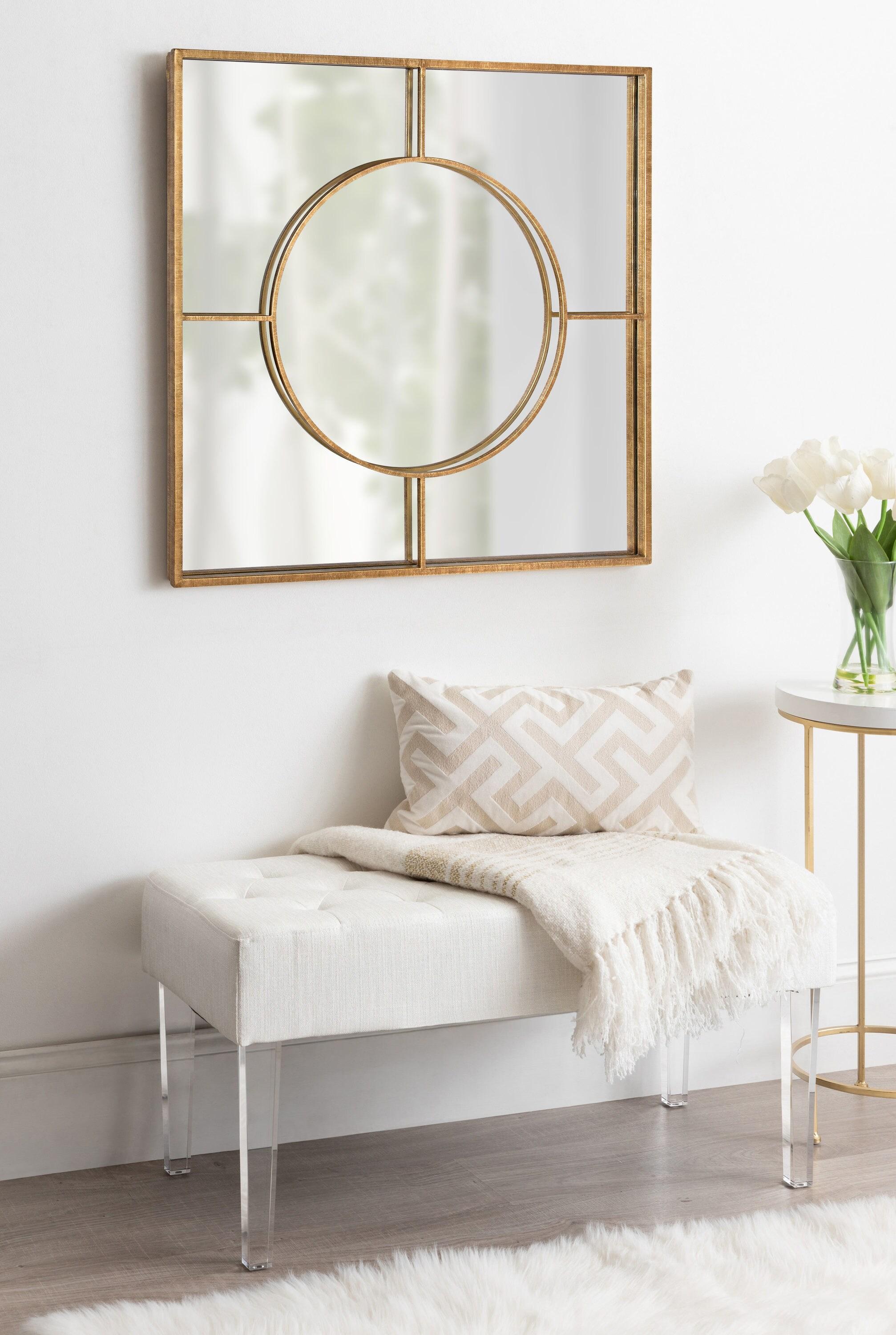 30" x 30" Ansonia Square Wall Mirror Gold - Kate & Laurel All Things Decor: Modern Style, Metal Frame, No Assembly Required