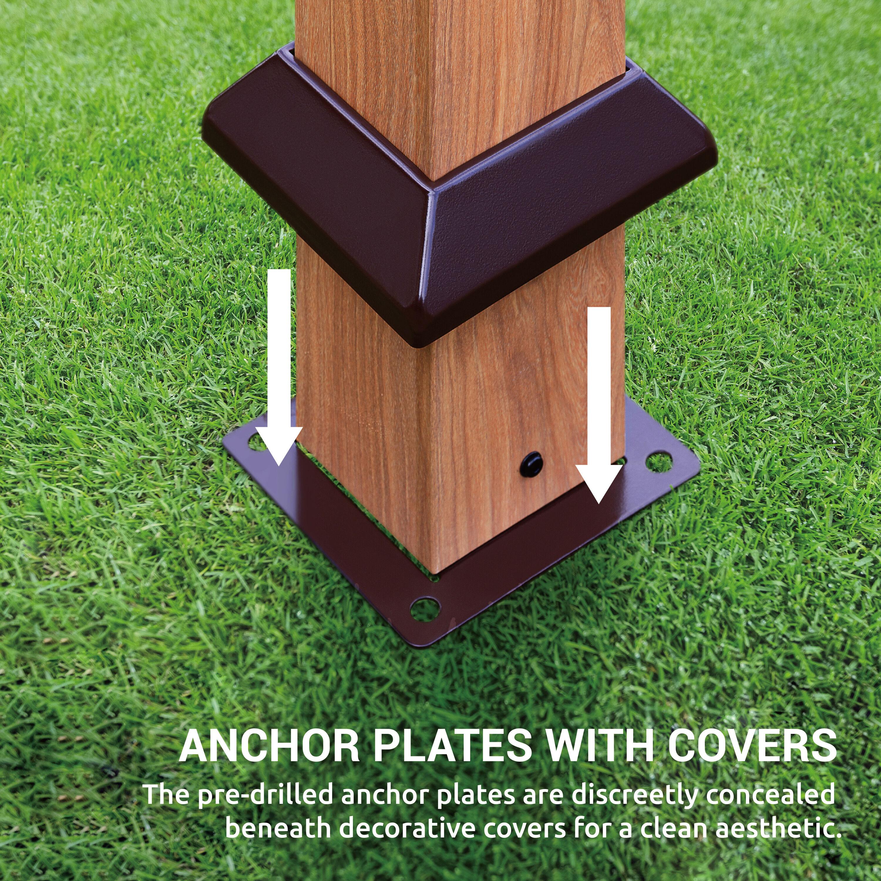 Paragon-Outdoor Florence 11 ft. W x 11 ft. D Wood Grain Aluminum Pergola in Canadian Cedar with Convertible Canopy