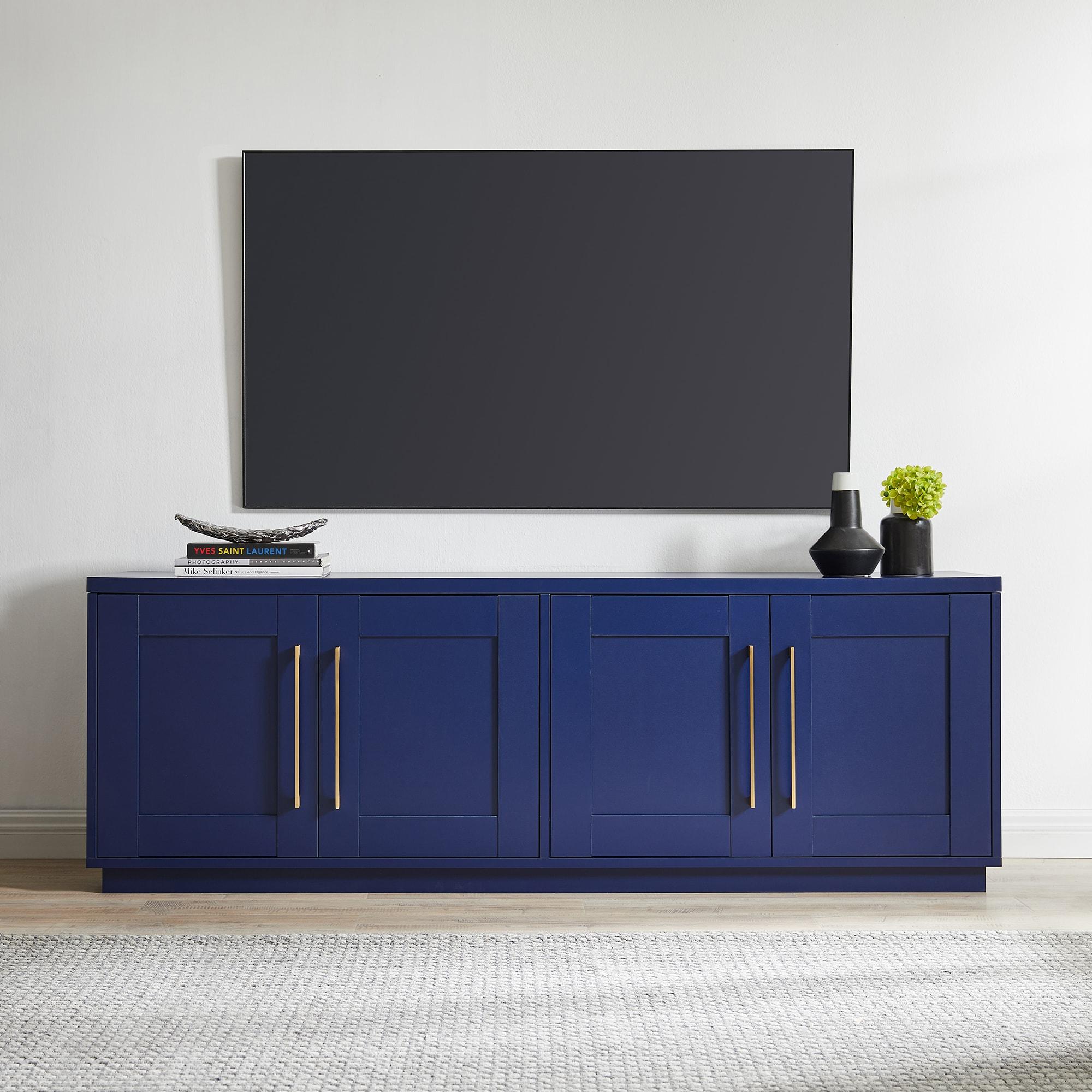 Evelyn&Zoe Tillman Rectangular TV Stand for TV's up to 75", Dark Blue