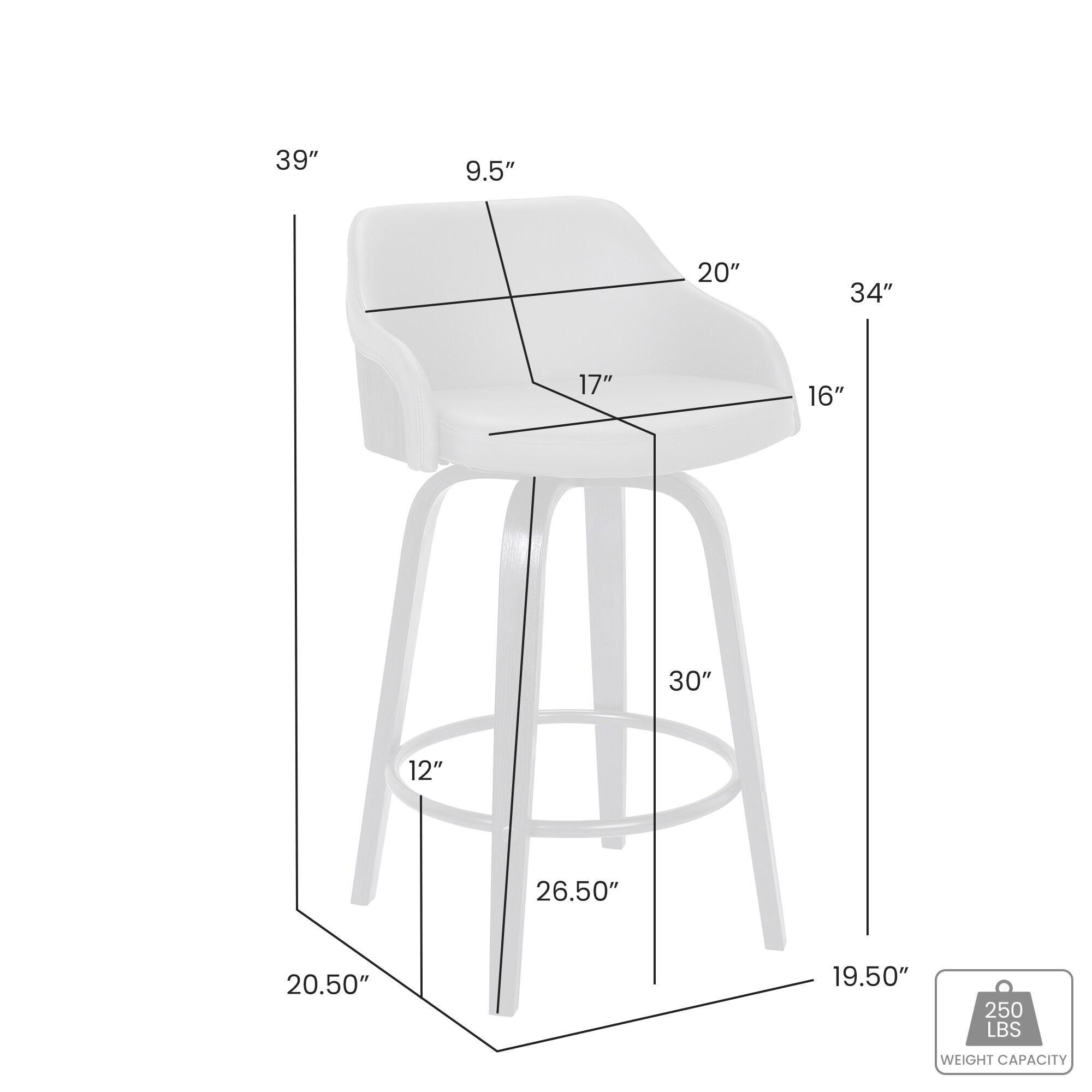 Alec Faux Leather Swivel Barstool, 30" Bar Height, Black and Gray