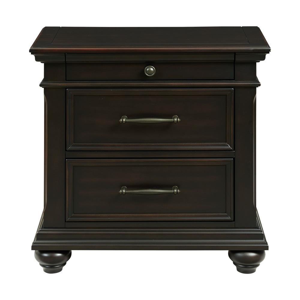 Brooks 3 Drawer Nightstand with USB Ports Black - Picket House Furnishings: Bedroom Storage, Felt-Lined Drawer