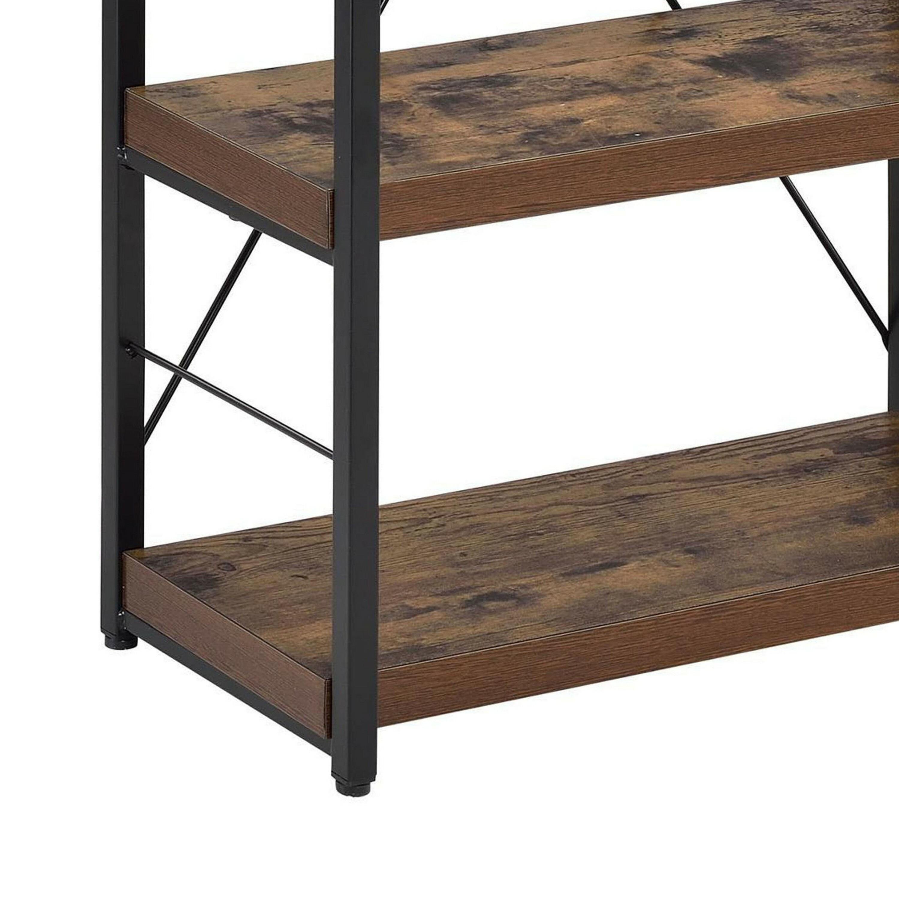 Bob 4 Shelf Wooden Bookcase In Weathered Oak