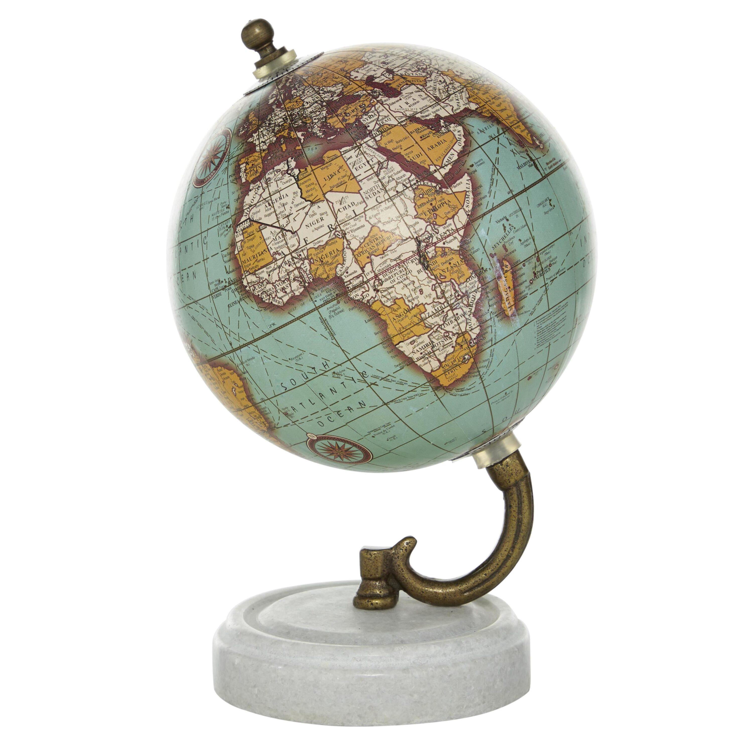 DecMode 5" Teal Globe with Marble Base