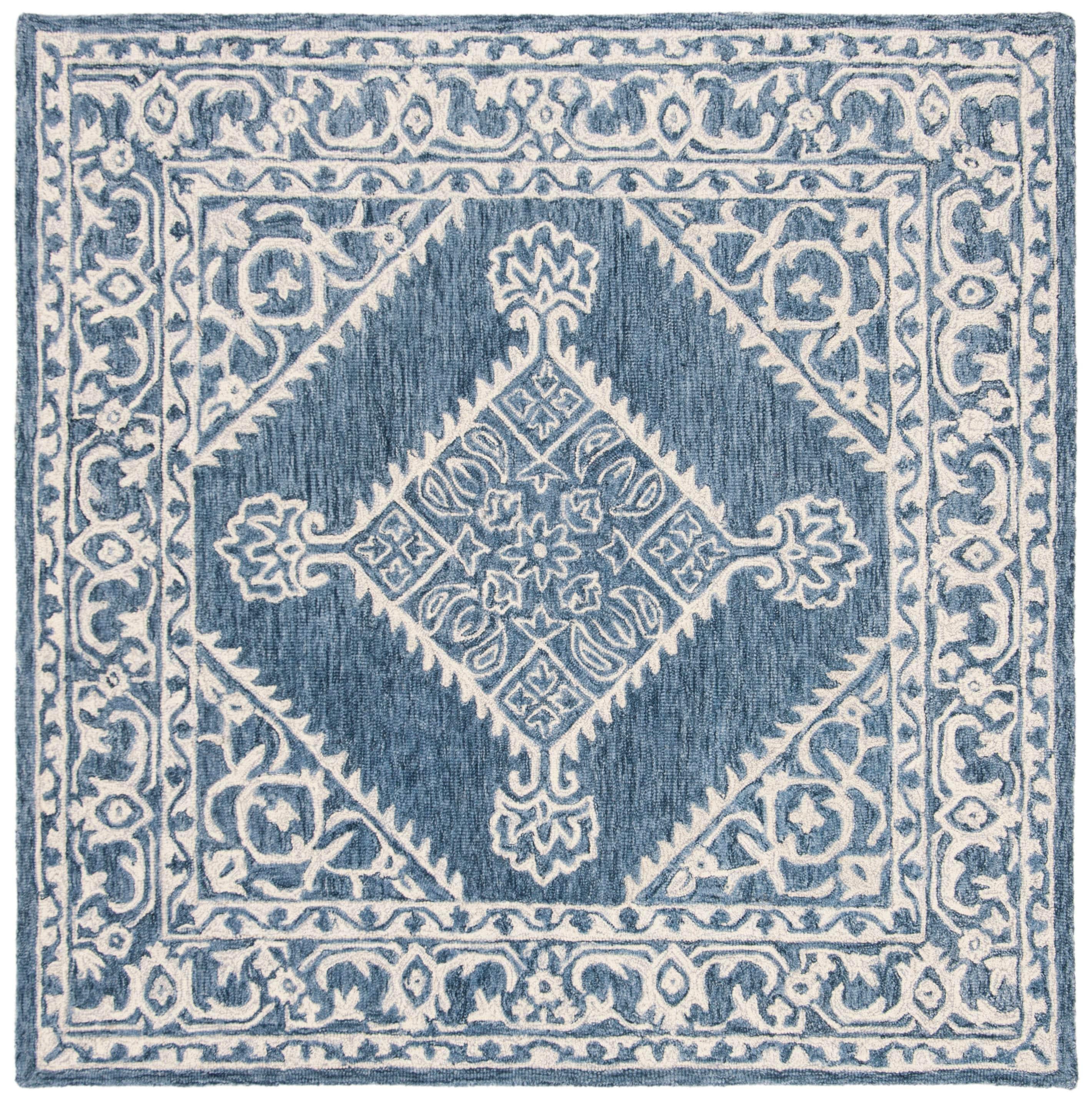 Micro-Loop MLP605 Hand Tufted Area Rug - Blue/Ivory - 5'x5' - Safavieh.