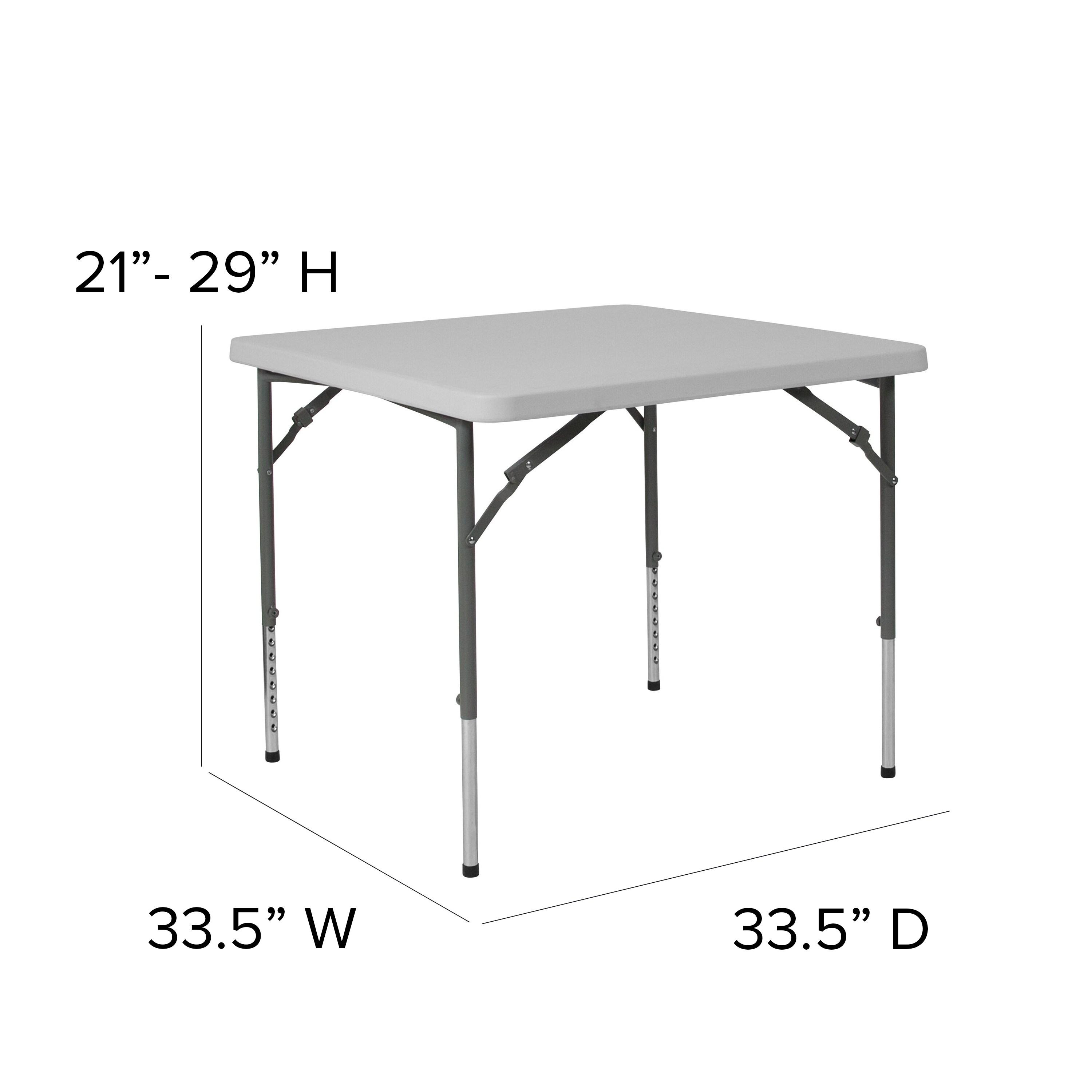 Parker 2.79-Foot Square Height Adjustable Plastic Folding Table