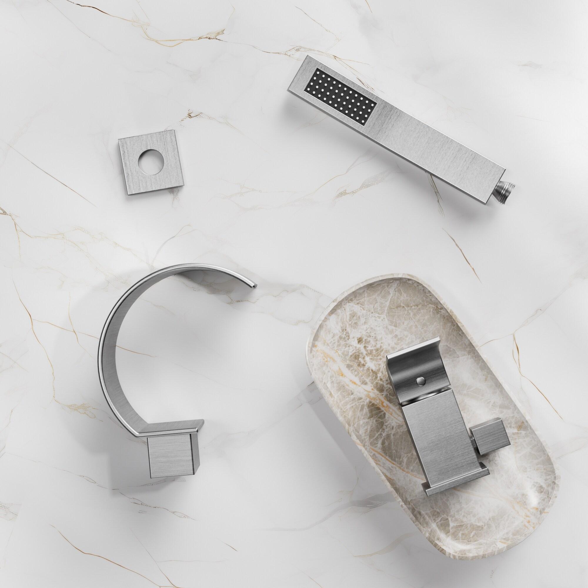 GRANDJOY Complete Shower System, 10" and 6" Dual Wall Mount Rain Shower Faucets with Handheld Shower Spray, High Pressure in Matte Black