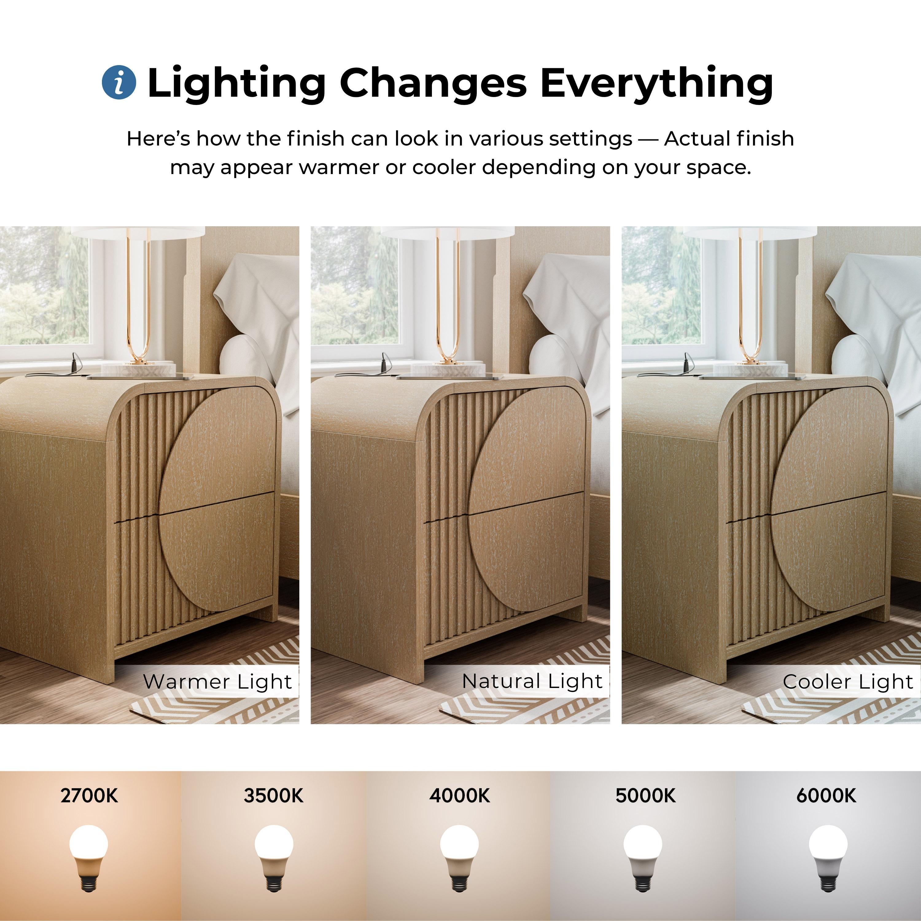 Furniture of America Tissen Modern Solid Wood 5-Piece Queen Bedroom Set with USB Ports, Reeded Panels, Curved Edges and Beveled Mirror, Box Spring Needed, Natural