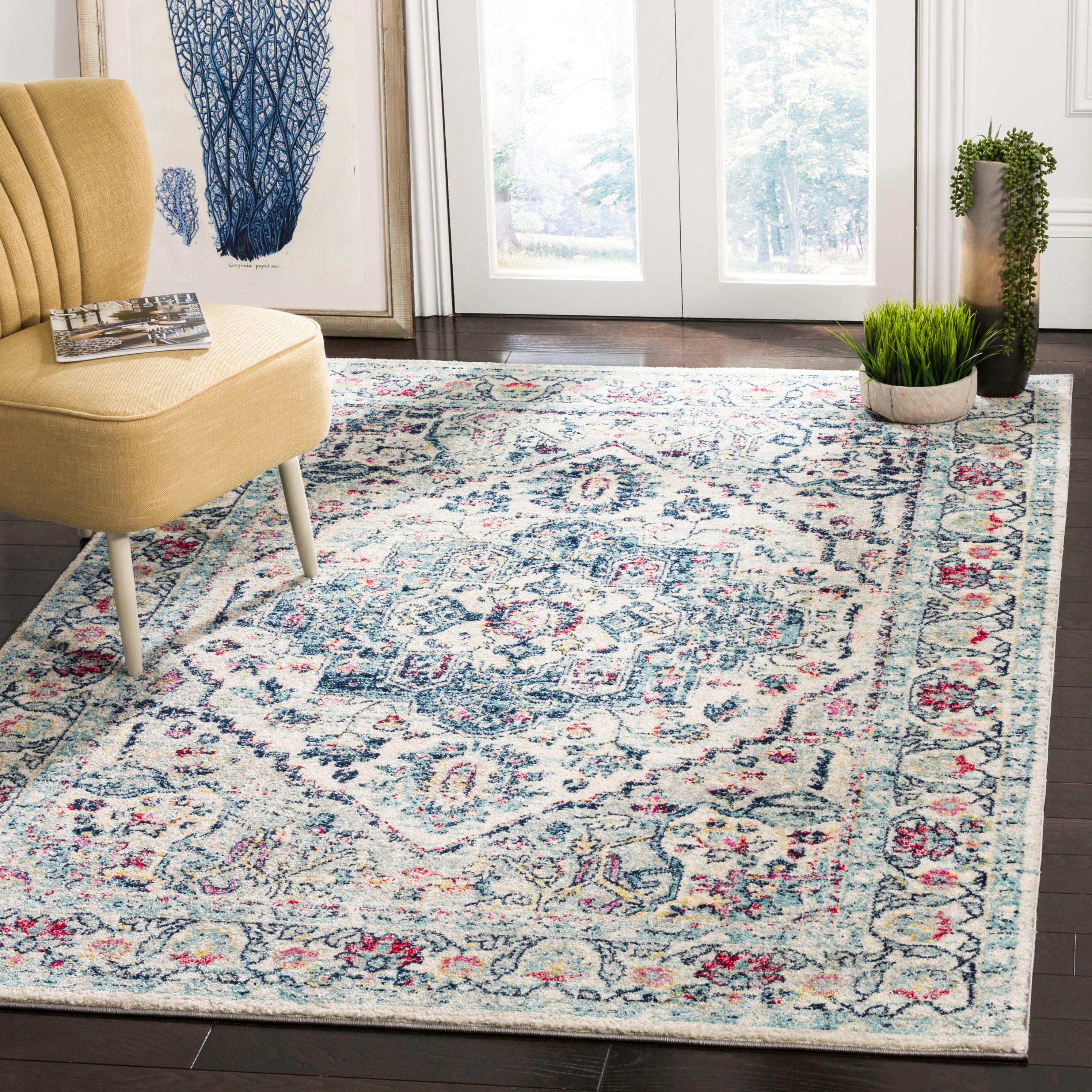 Madison 900 MAD930 Power Loomed Indoor Area Rug - Navy/Fuchsia - 5'3"x7'6" - Safavieh