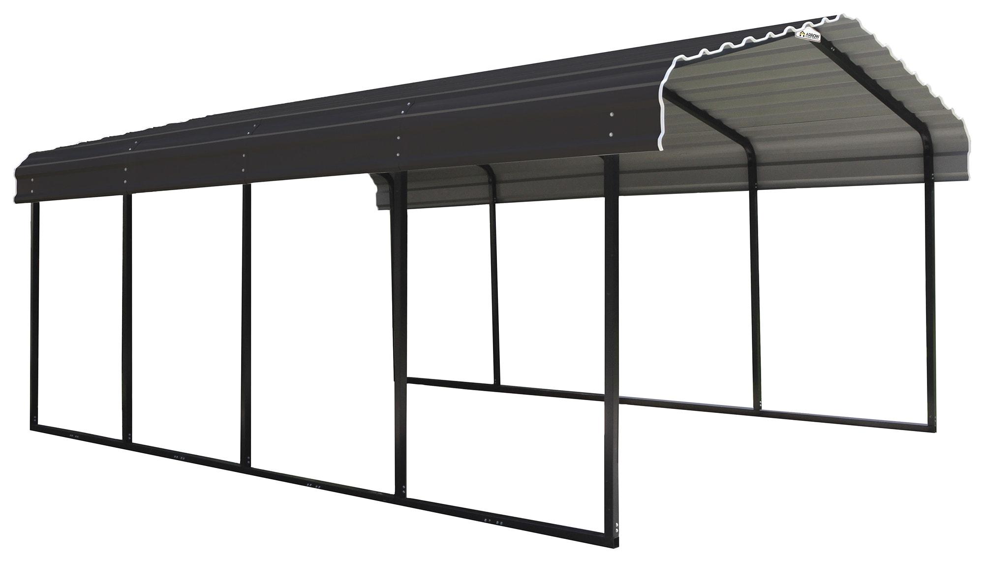 Steel Carport, 12 ft. x 20 ft. x 7 ft. Galvanized Black/Charcoal