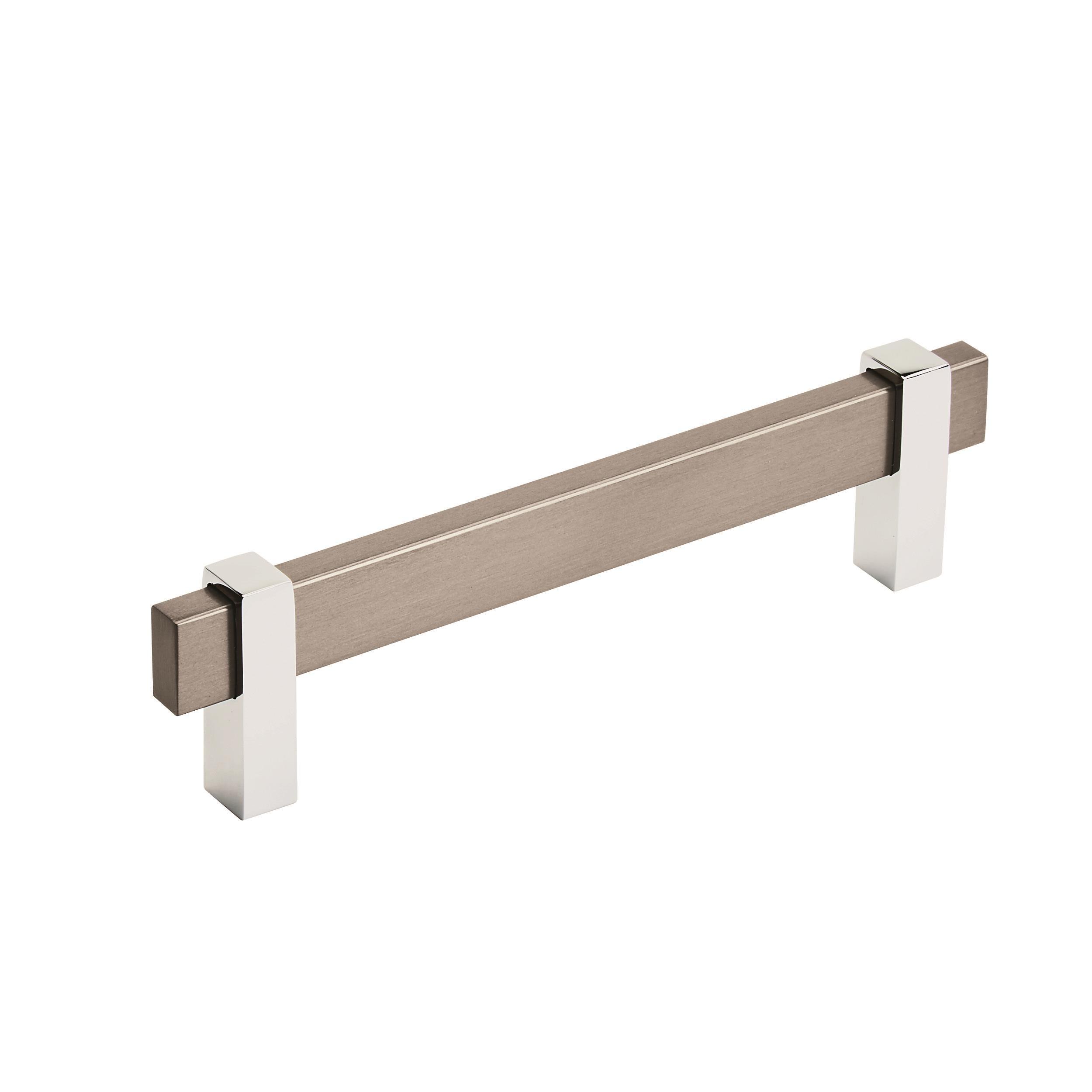 Amerock Mulino 5-1/16 inch (128mm) Center-to-Center Black Brushed Nickel/Polished Chrome Cabinet Pull