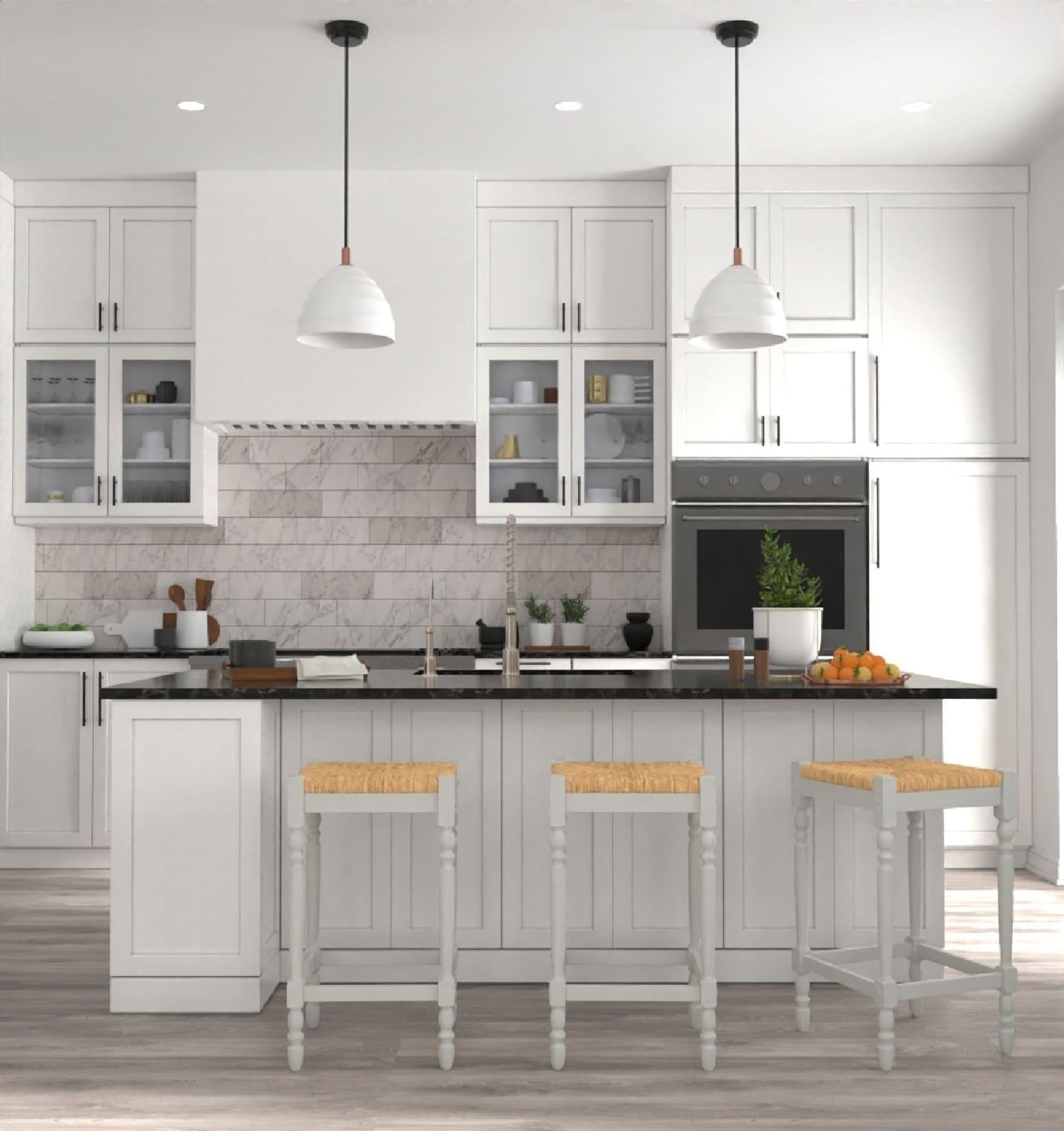 Carolina Cottage Hawthorne 24" Counter Stool with Woven Rush Seat - Vintage Hardwood Legs, Hand Finish Backless Stool (Antique White)