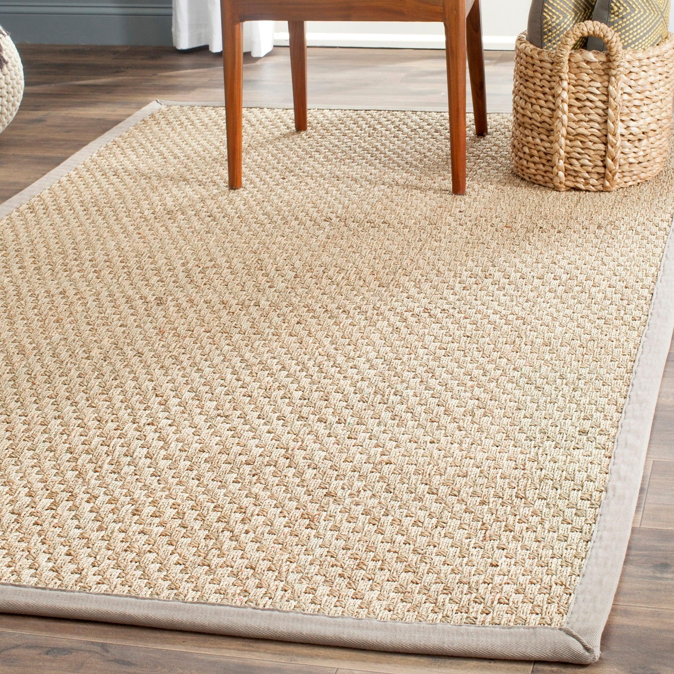 SAFAVIEH Natural Fiber Arbor Border Area Rug, Natural/Grey, 7' x 7' Square