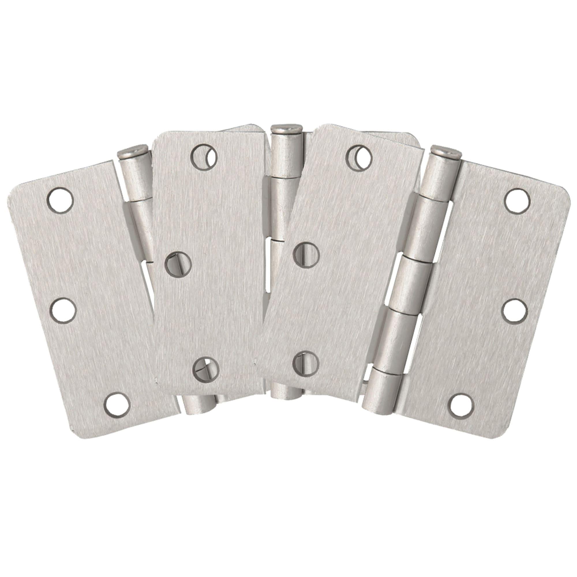 Satin Nickel 3.5" Steel Door Hinges with Screws, 3-Pack