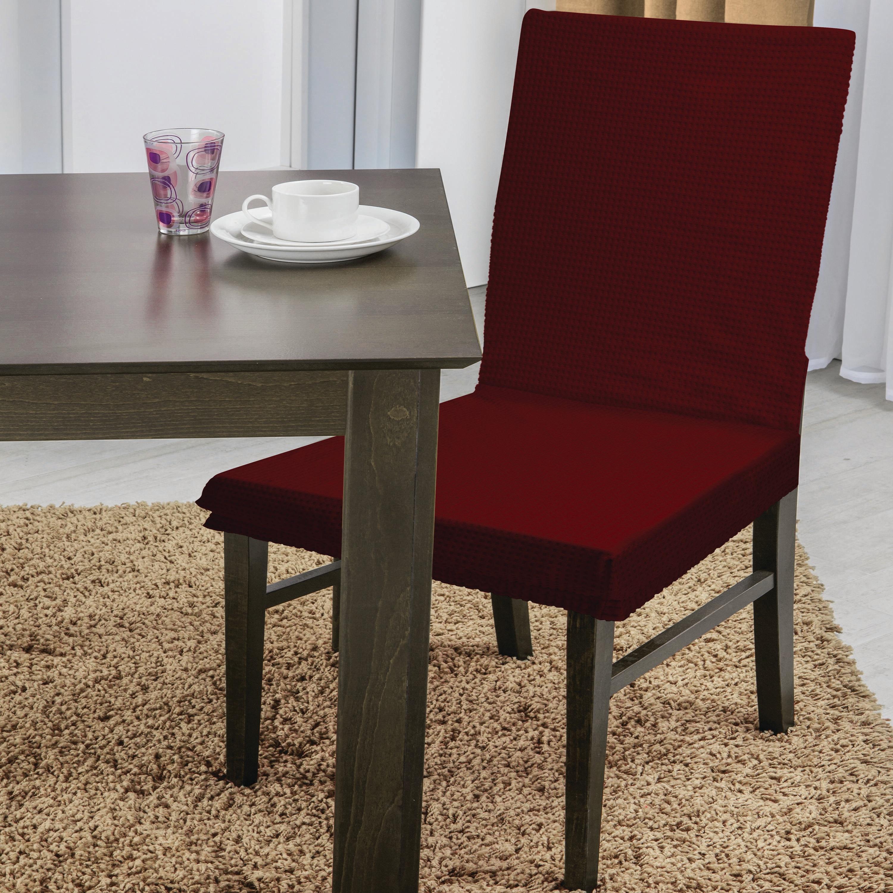 Home Details Waffle Design Dining Chair Slipcover in Burgundy