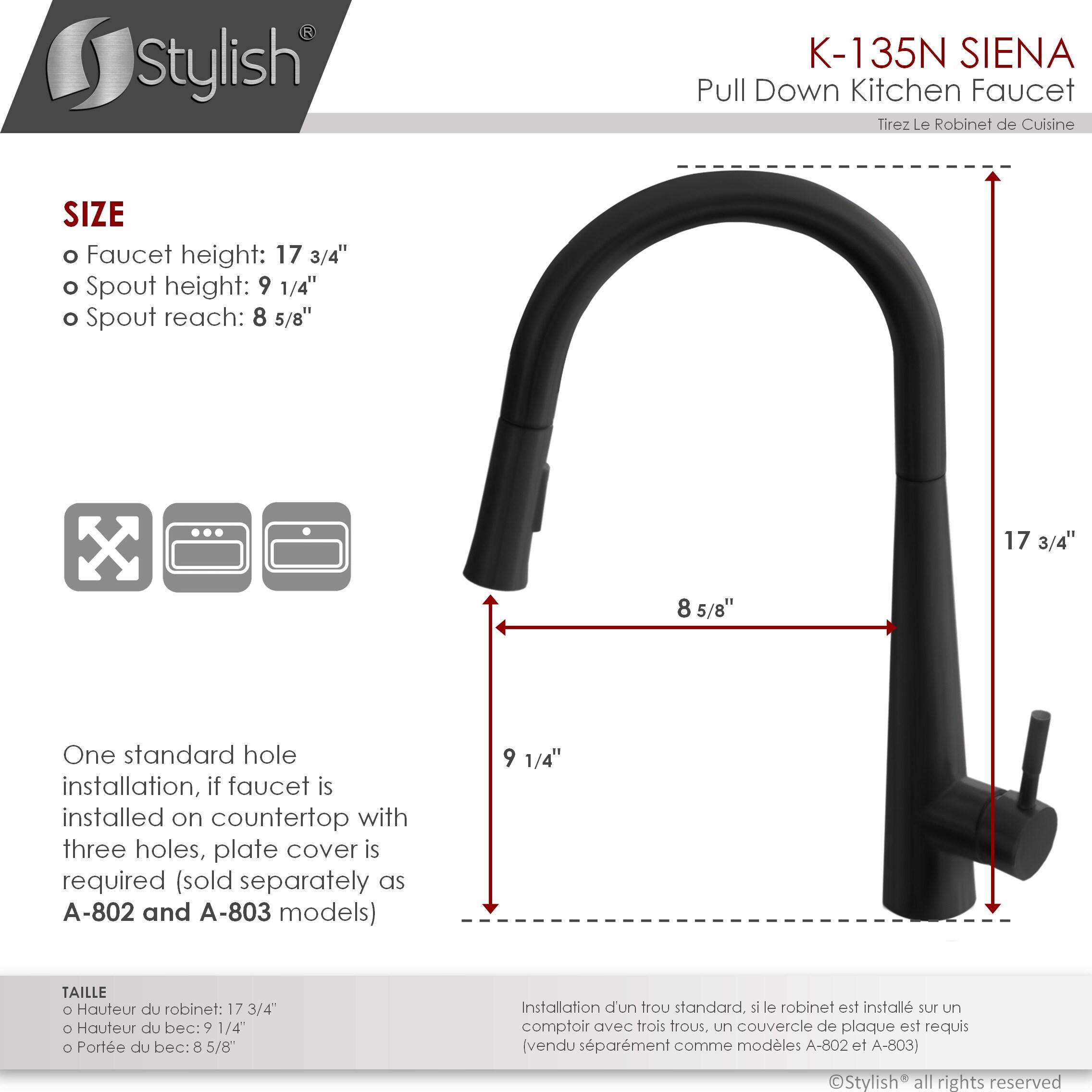 Modern Faucet Stylish Siena One-Handle Pull Down Kitchen Faucet