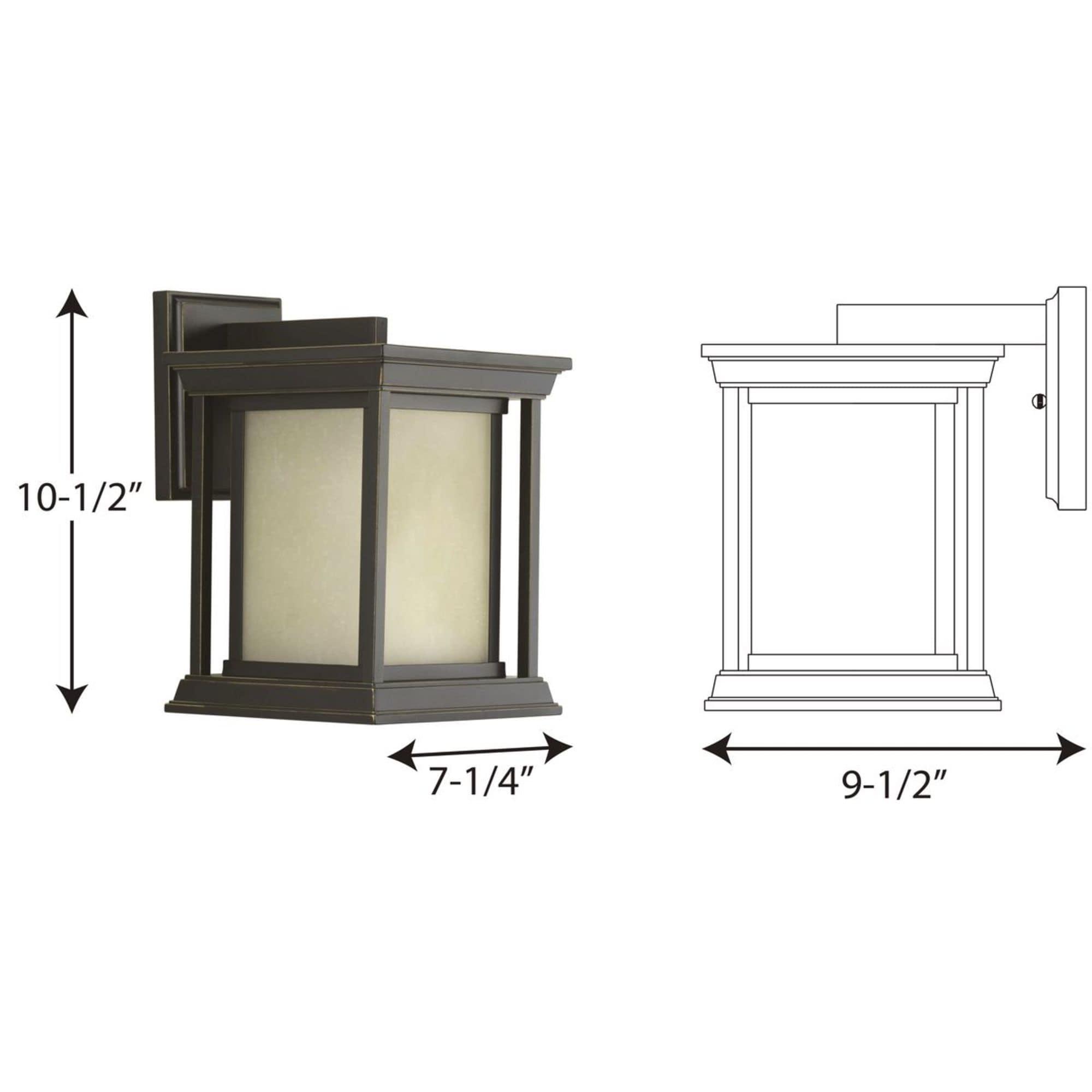 Progress Lighting Endicott 1-Light Outdoor Wall Lantern in Antique Bronze with Linen Glass Shade