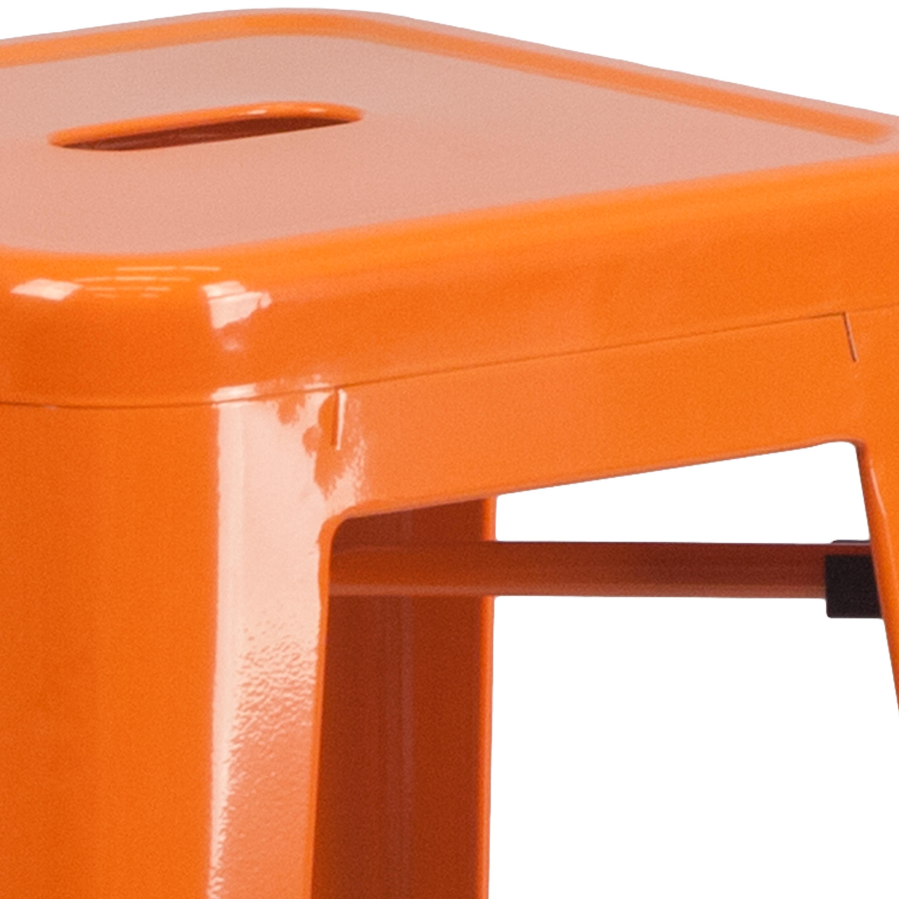 Flash Furniture Commercial Grade 30" High Backless Orange Metal Indoor-Outdoor Barstool with Square Seat