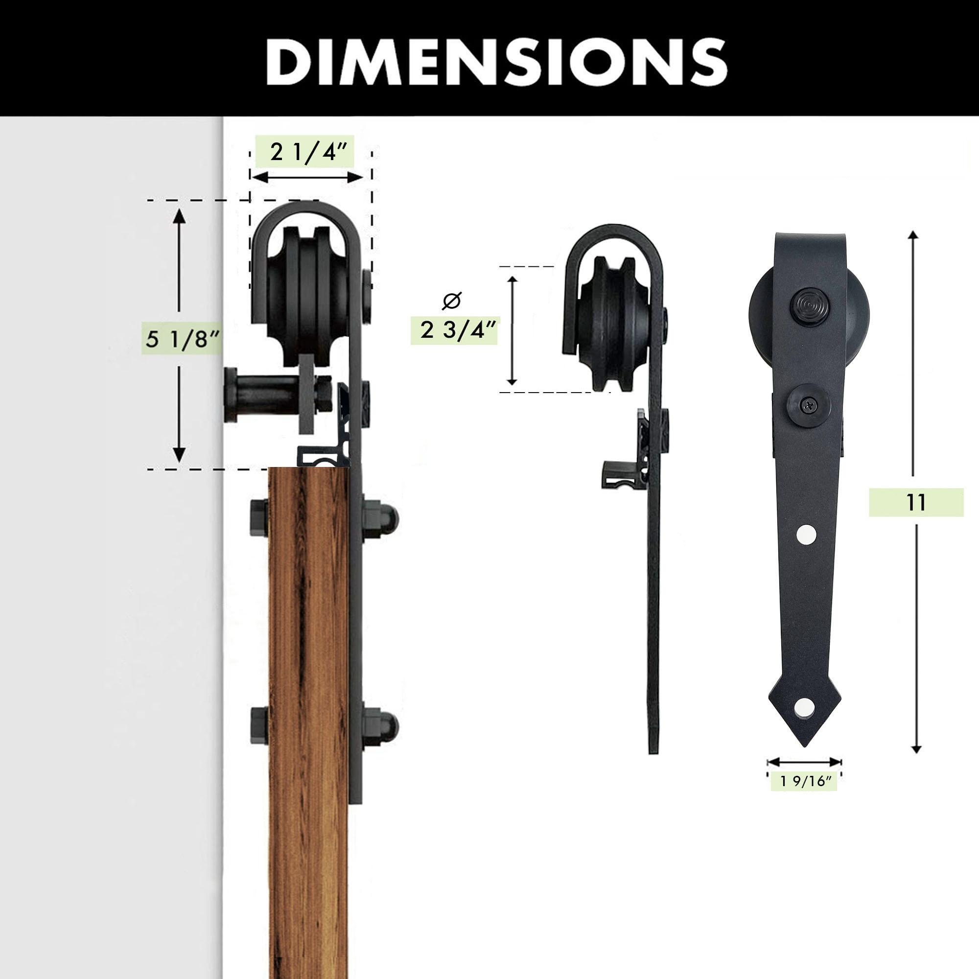 Homacer Black Rustic Sliding Barn Door Hardware Kit, for Two/Double Doors, 5.5ft Long Flat Track, Arrow Design Roller, Heavy Duty, for Interior & Exterior Use