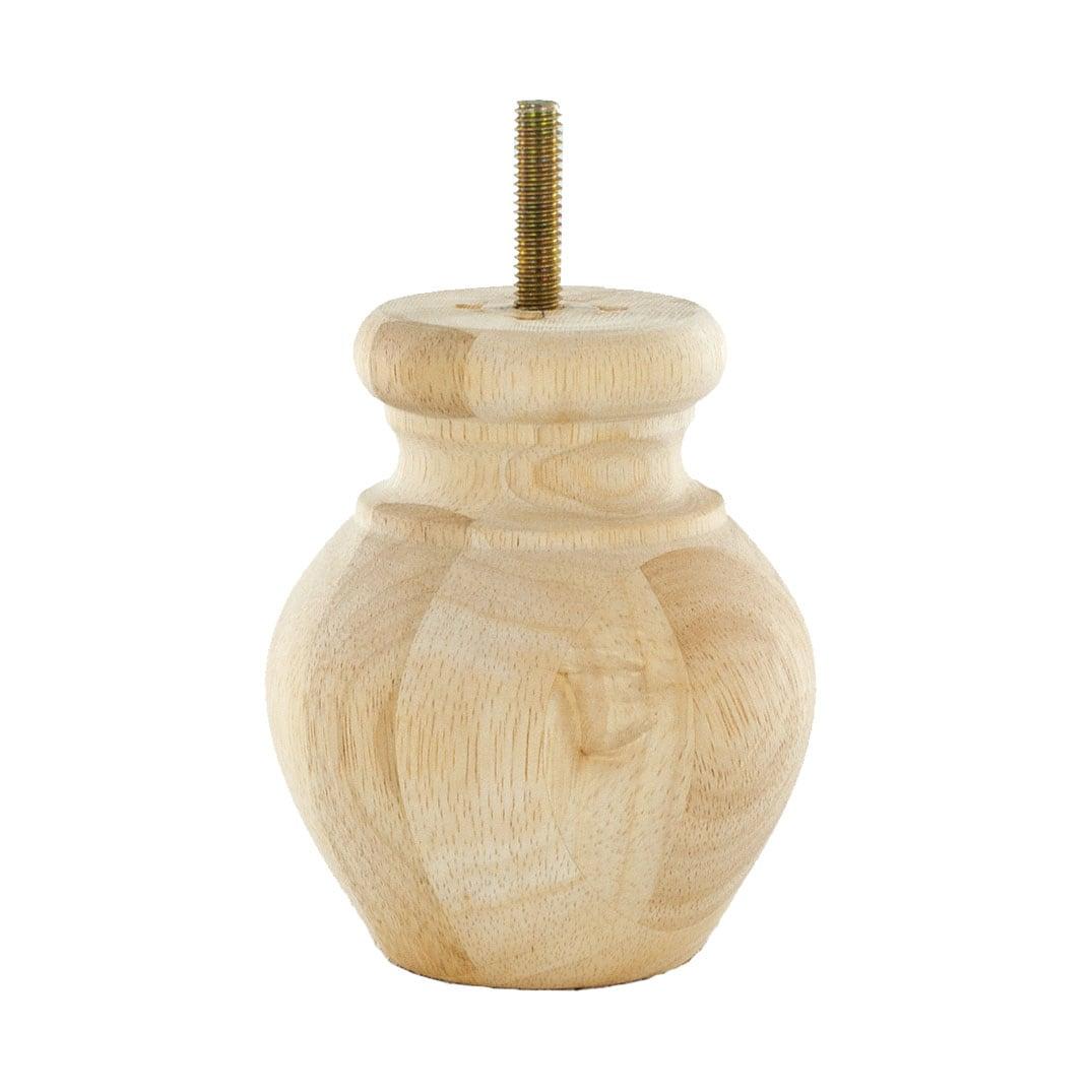 Unfinished Solid Hardwood Bun Foot Leg, Pack of 4 (Set of 4)