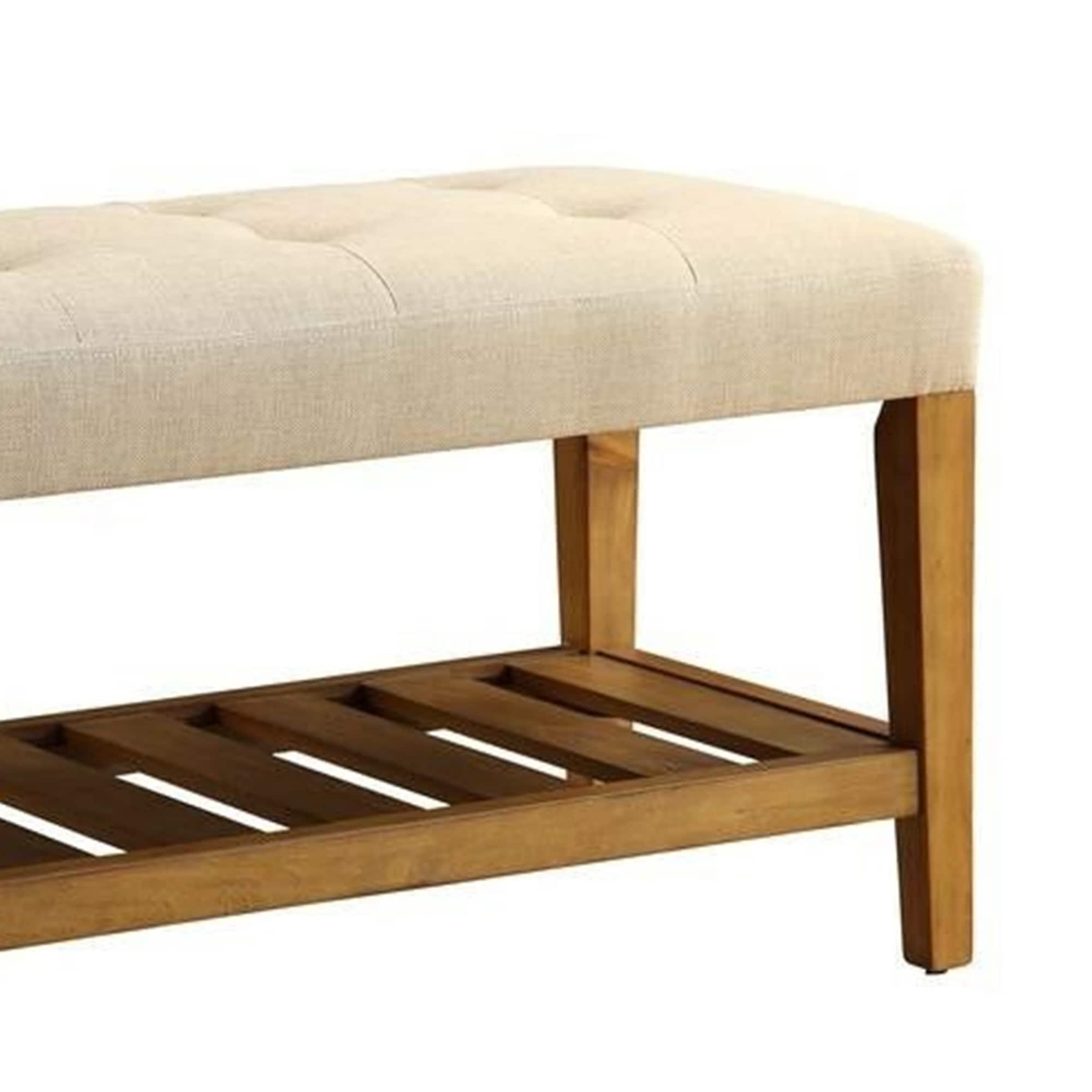 Benzara Wooden Backless Bench