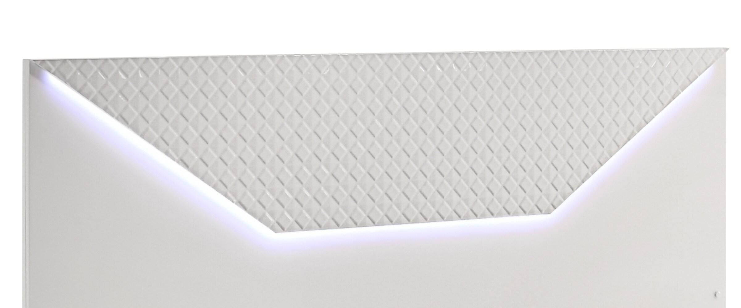 Blanca Modern Style Queen Bed Made With LED  Headboard & Wood in White Color