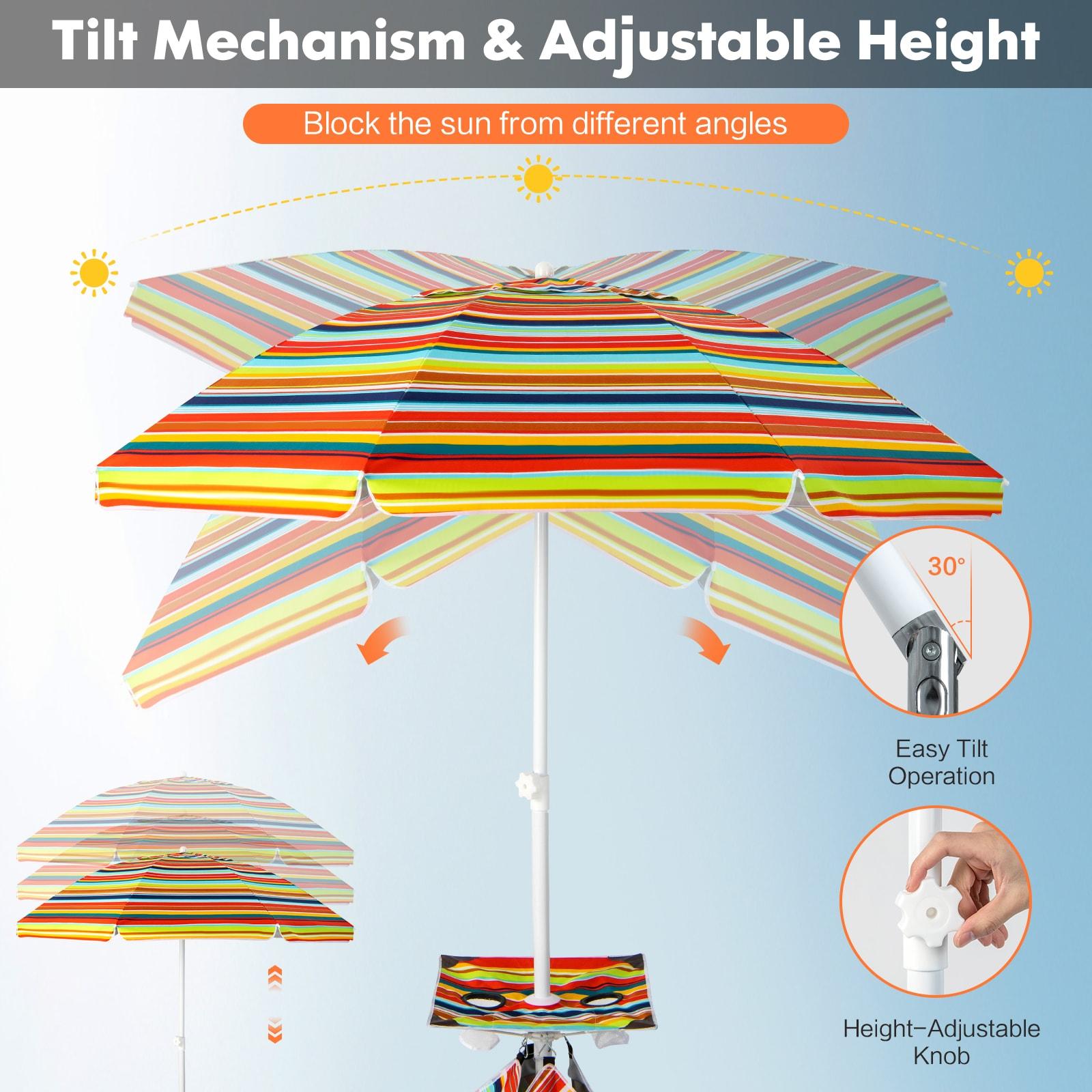 Topcobe 6.5 Feet Patio Beach Umbrella with Waterproof Polyester Fabric, Sunbrella Umbrella Outdoor Patio, Orange