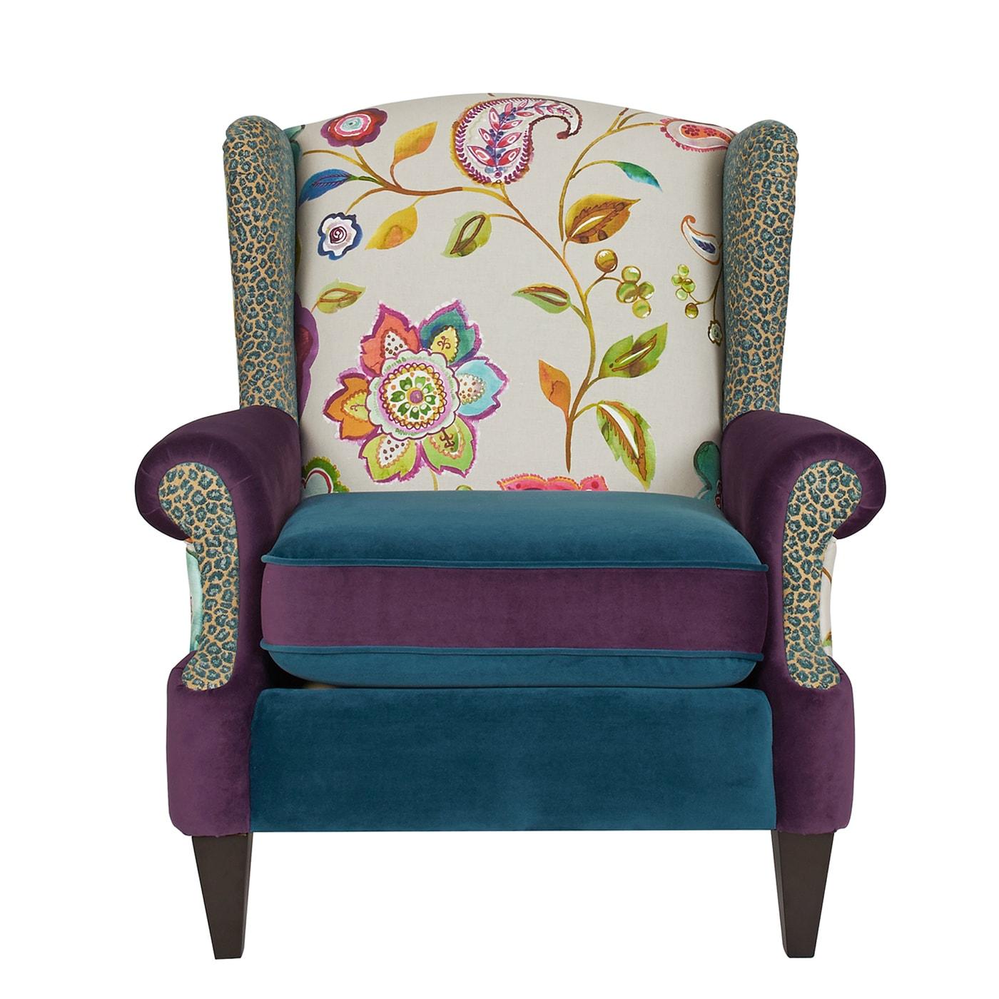Anya Wingback Accent Arm Chair Multicolored Floral
