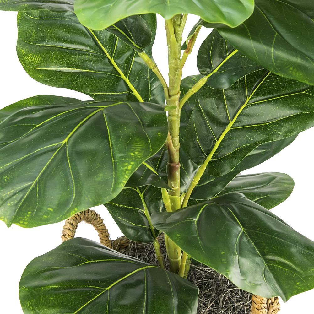 LCG Florals 30" x 16" Artificial Fig Plant in Basket with Handles: Indoor Faux Floor Plant, Polyester, Wicker Basket