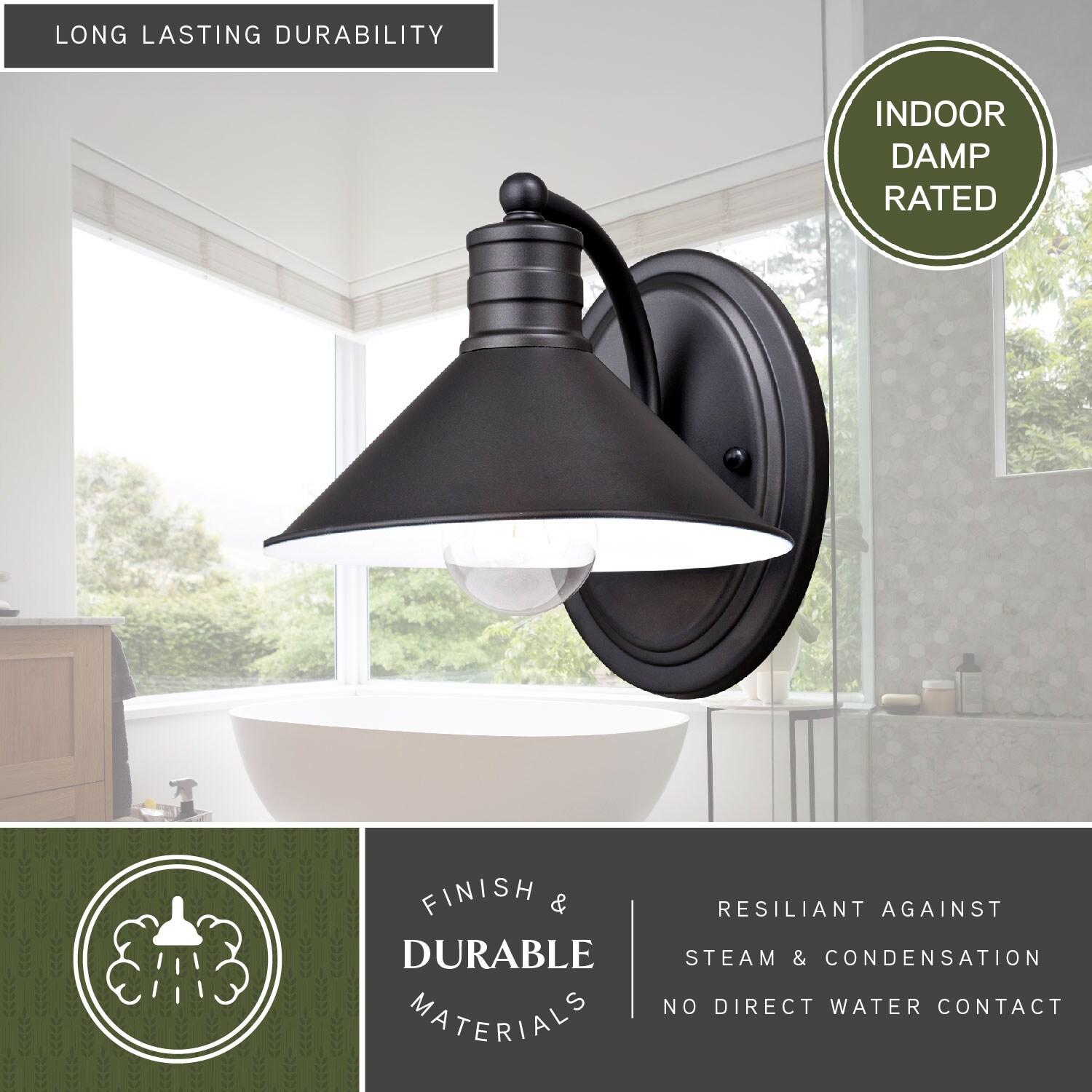 Vaxcel Akron 1 Light Bronze Farmhouse Barn Bathroom Wall Fixture