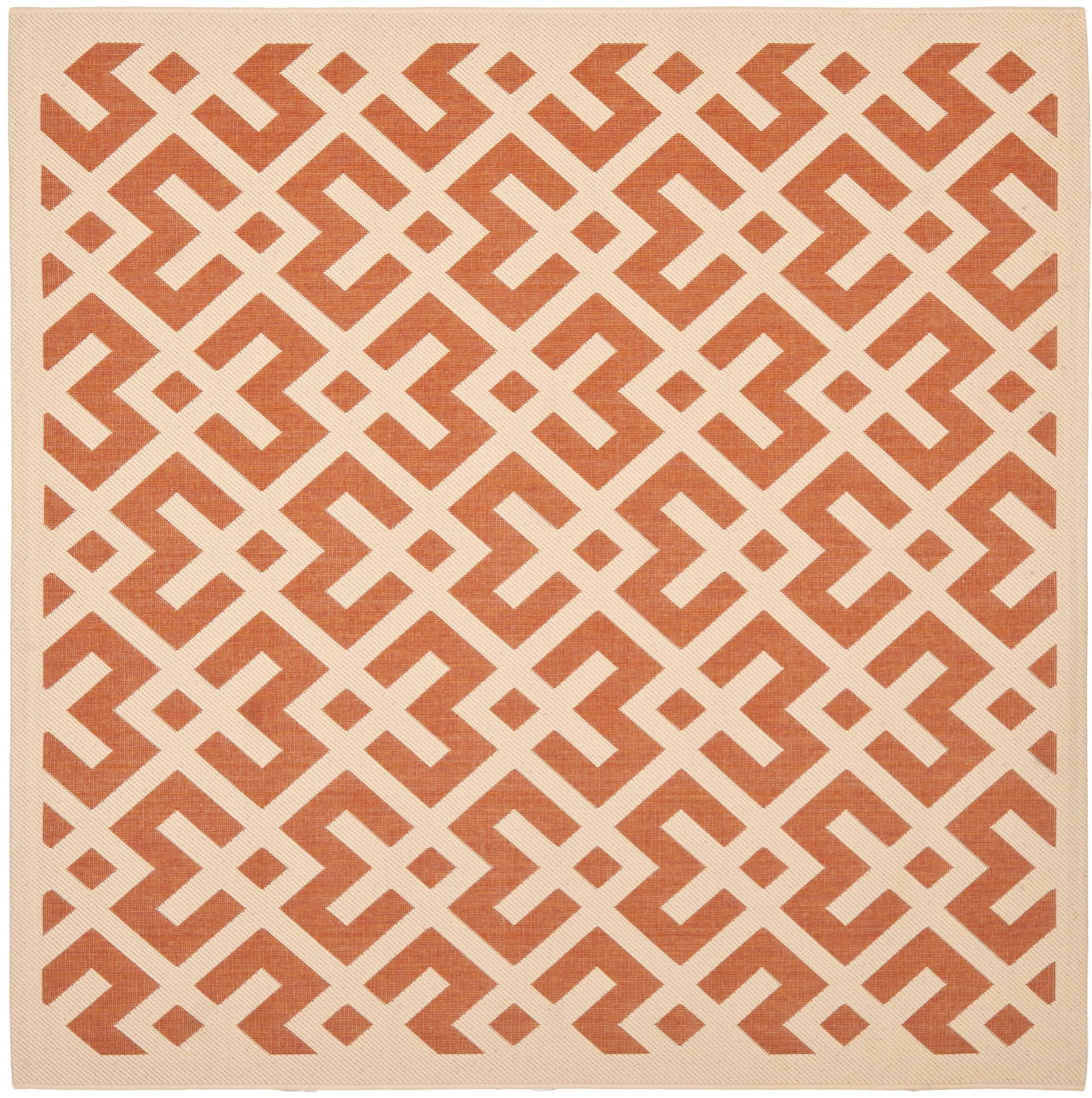 Courtyard CY6915 Power Loomed Indoor and Outdoor Area Rug - Terracotta/Bone - 4'x4' - Safavieh