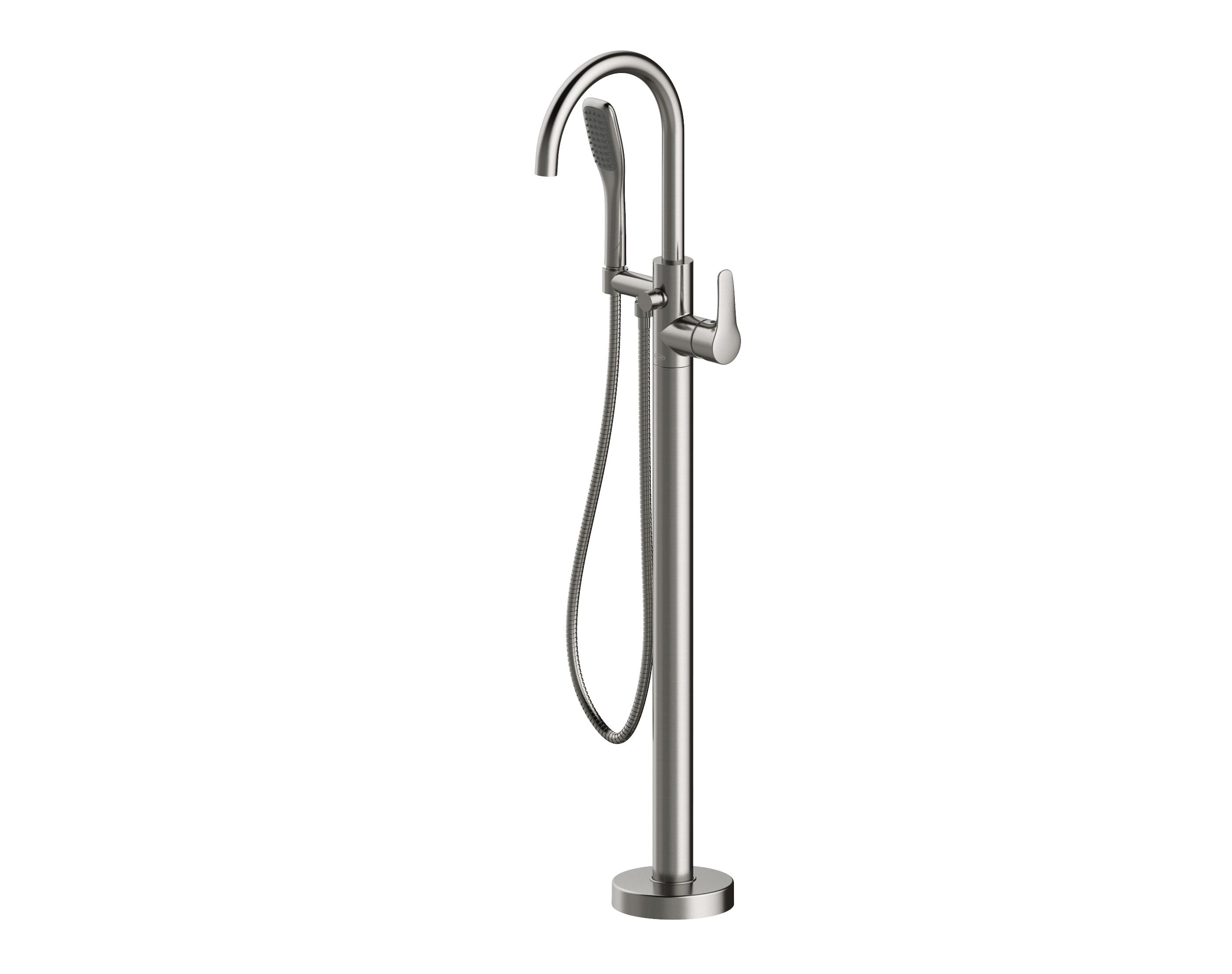 Brushed Nickel Freestanding Tub Filler with Lever Handle